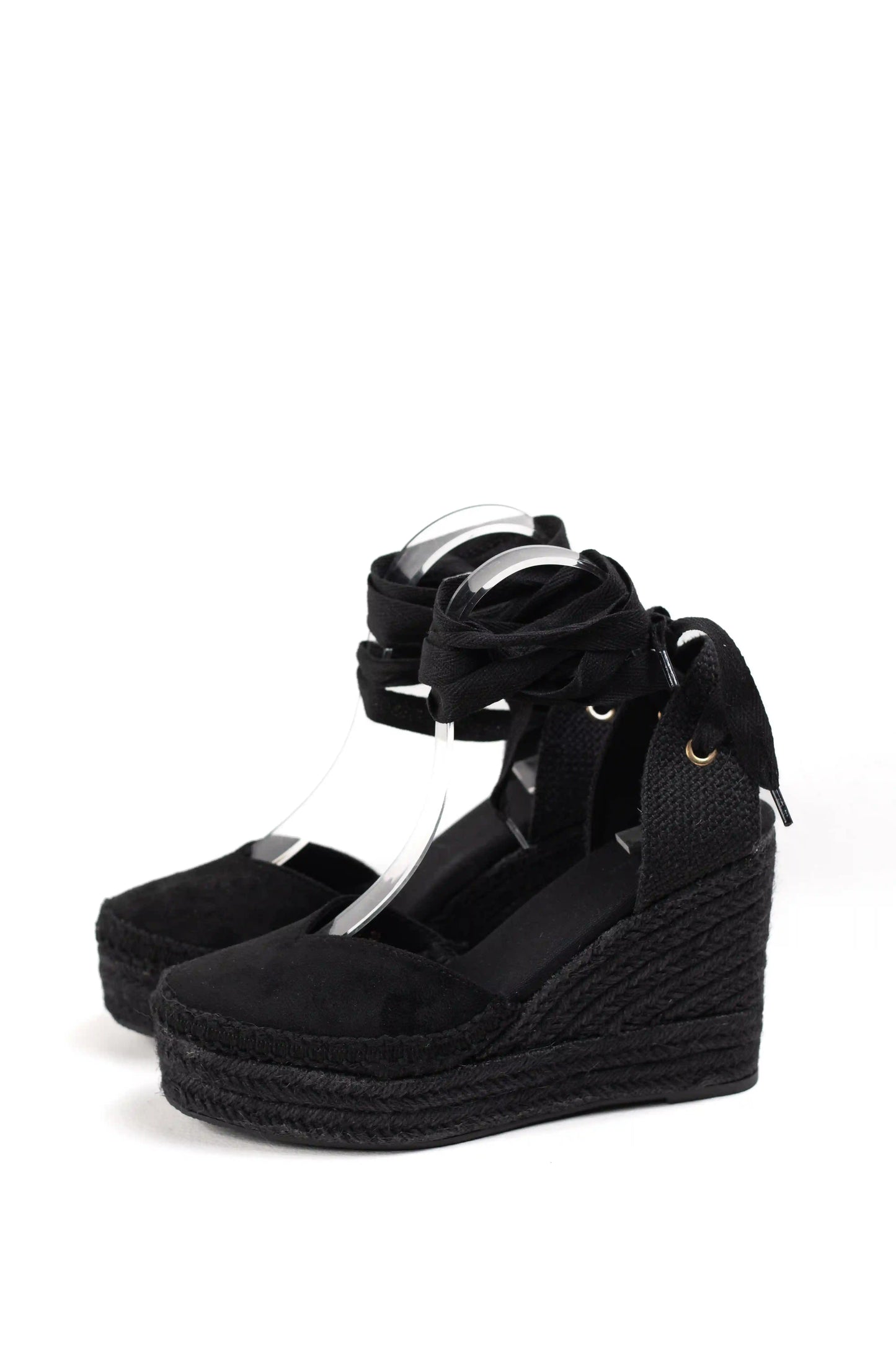 alpargatas negras de cuna de espartos con plataforma con cintas elegancia y comodidad para cualquier ocasion color Negro talla 36