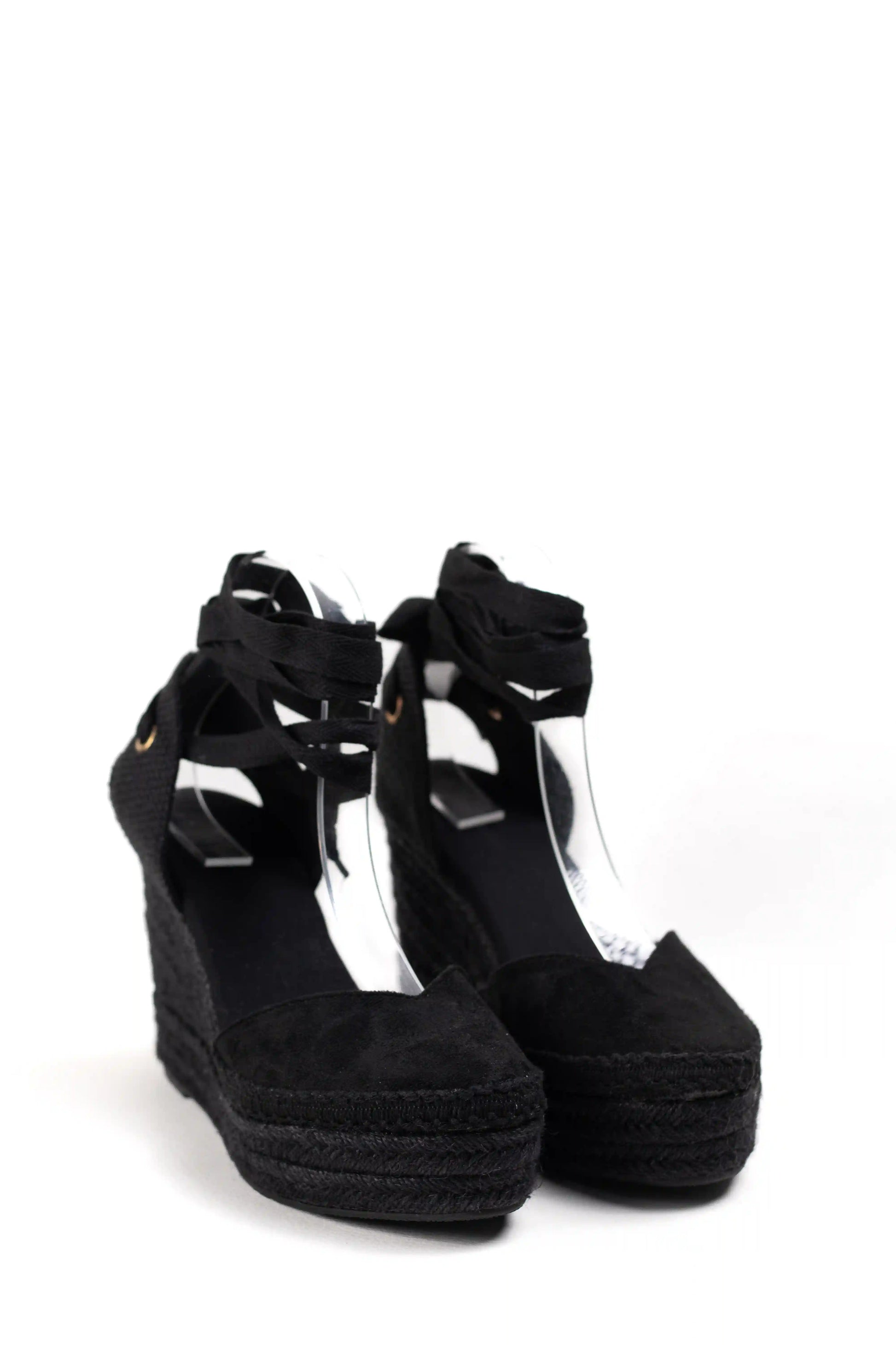 alpargatas negras de cuna de espartos con plataforma con cintas elegancia y comodidad para cualquier ocasion color Negro talla 37