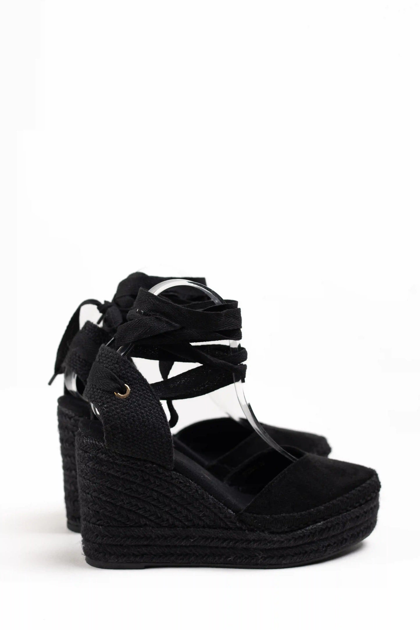 alpargatas negras de cuna de espartos con plataforma con cintas elegancia y comodidad para cualquier ocasion color Negro talla 38