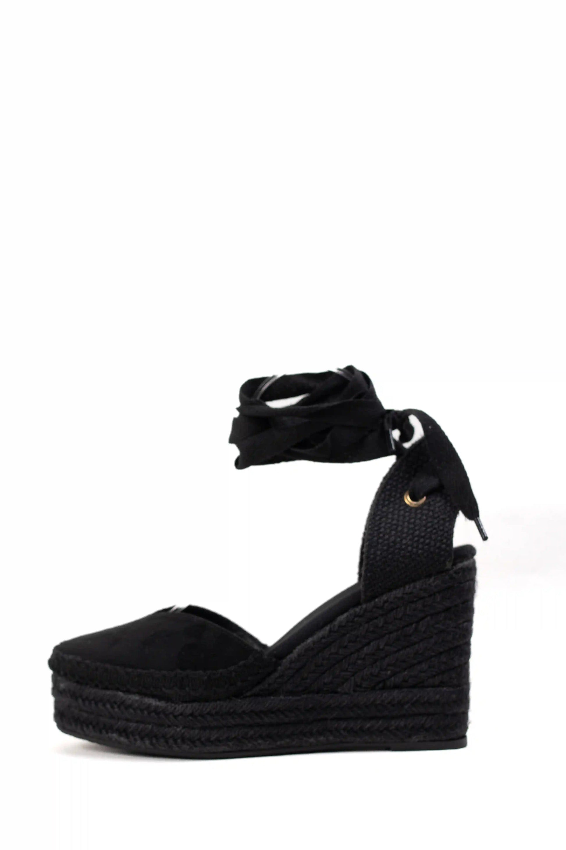 alpargatas negras de cuna de espartos con plataforma con cintas elegancia y comodidad para cualquier ocasion color Negro talla 39