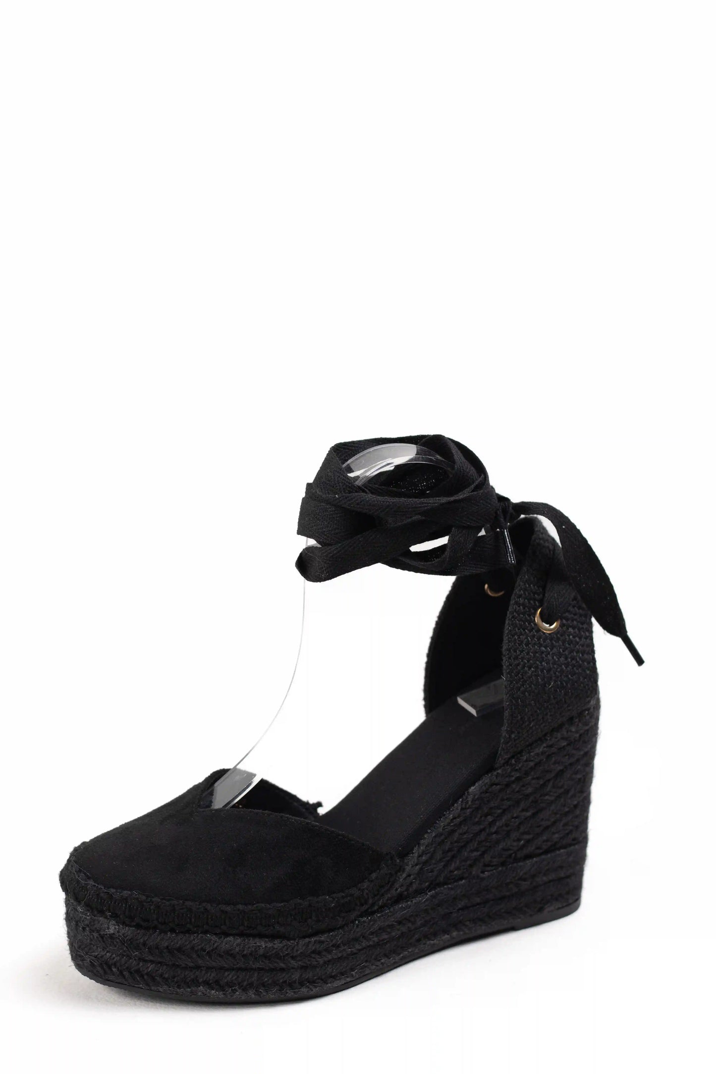 alpargatas negras de cuna de espartos con plataforma con cintas elegancia y comodidad para cualquier ocasion color Negro talla 40