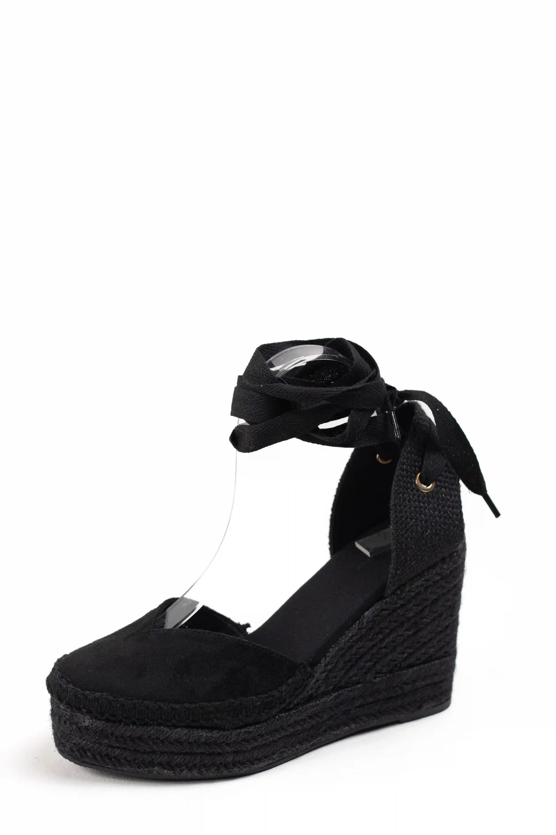 alpargatas negras de cuna de espartos con plataforma con cintas elegancia y comodidad para cualquier ocasion color Negro talla 40