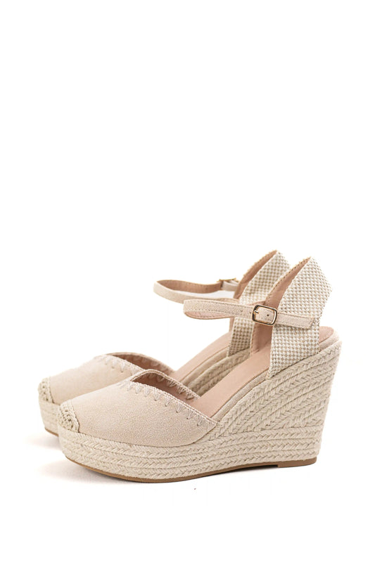 alpargatas cunas espartos altas con plataforma color Apricot talla 41
