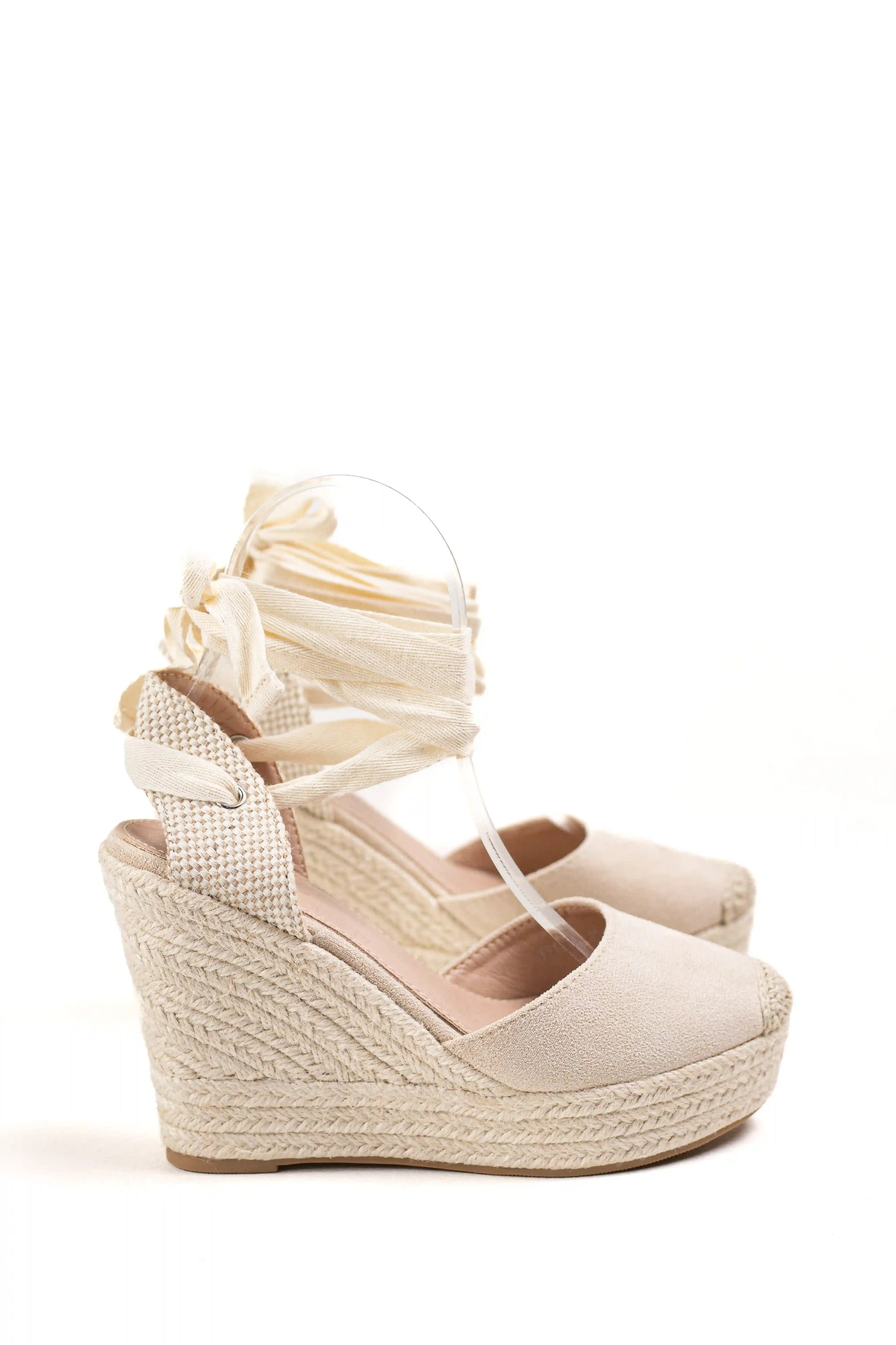 alpargatas de cuna altas de espartos con plataforma cierre con cordones al tobillo elegancia y comodidad en verano alpargatas color Beige talla 38