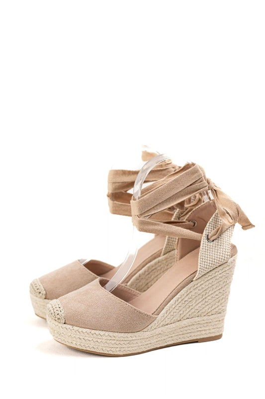 alpargatas de cuna altas de espartos con plataforma cierre con cordones al tobillo elegancia y comodidad en verano alpargatas color Beige talla 40