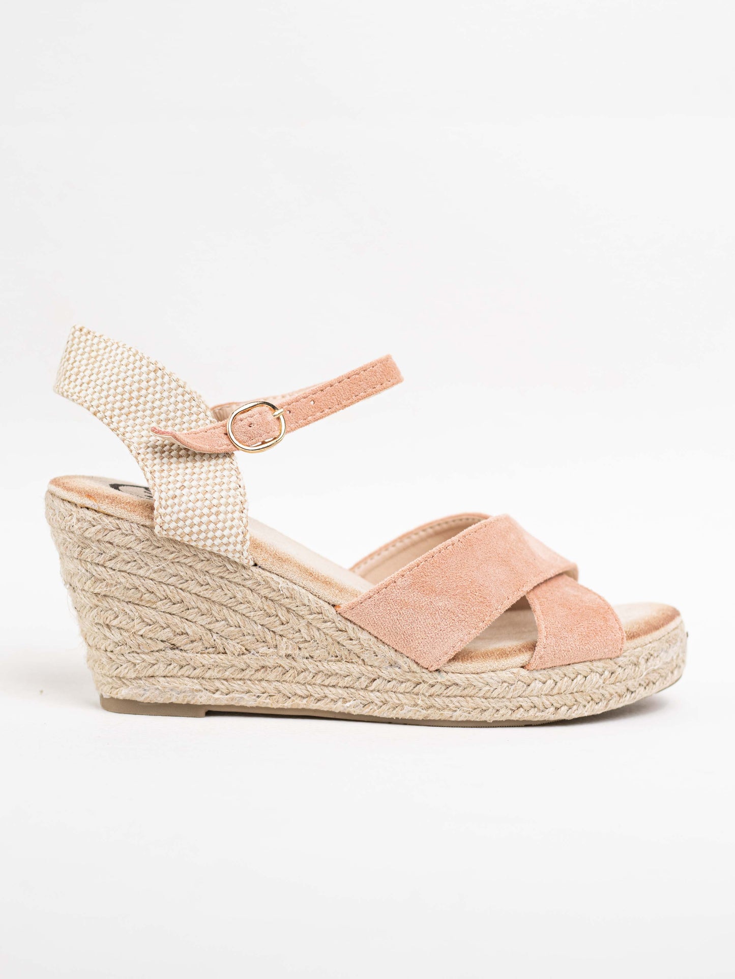 sandalias cunas esparto con tiras cruzadas Rosa 38