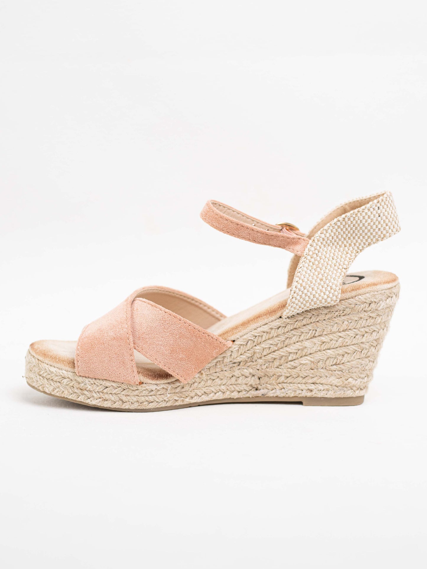 sandalias cunas esparto con tiras cruzadas Rosa 39