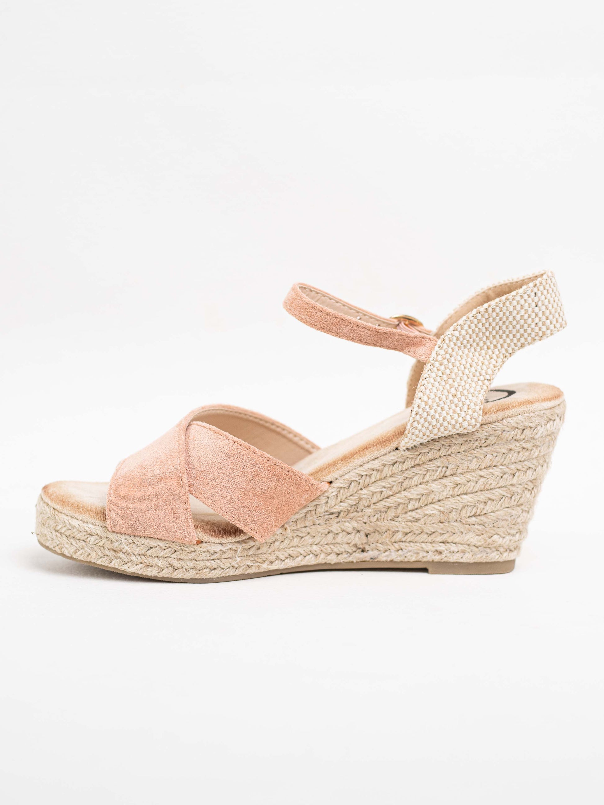 sandalias cunas esparto con tiras cruzadas Rosa 39