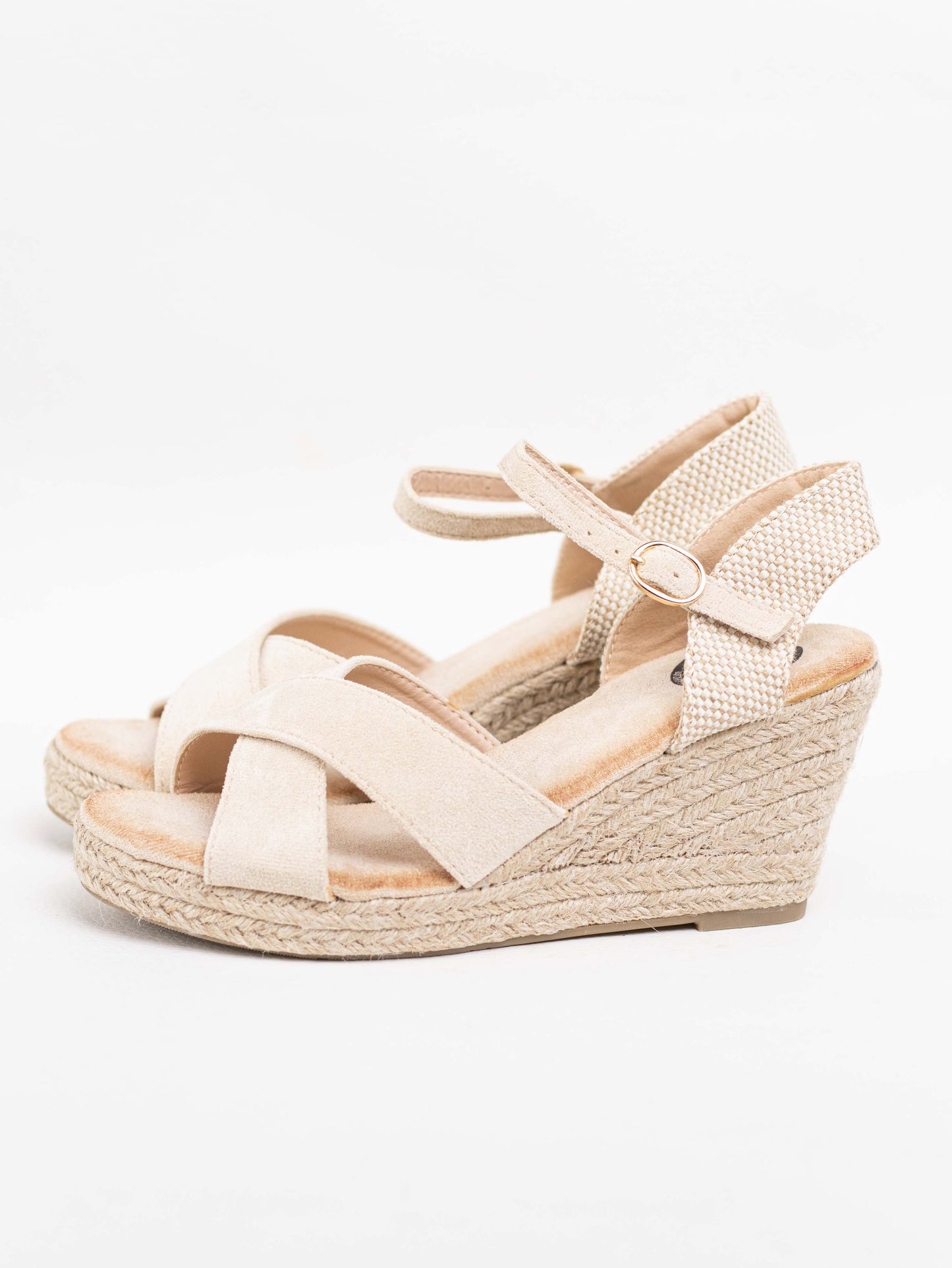 sandalias cunas esparto con tiras cruzadas Beige 36