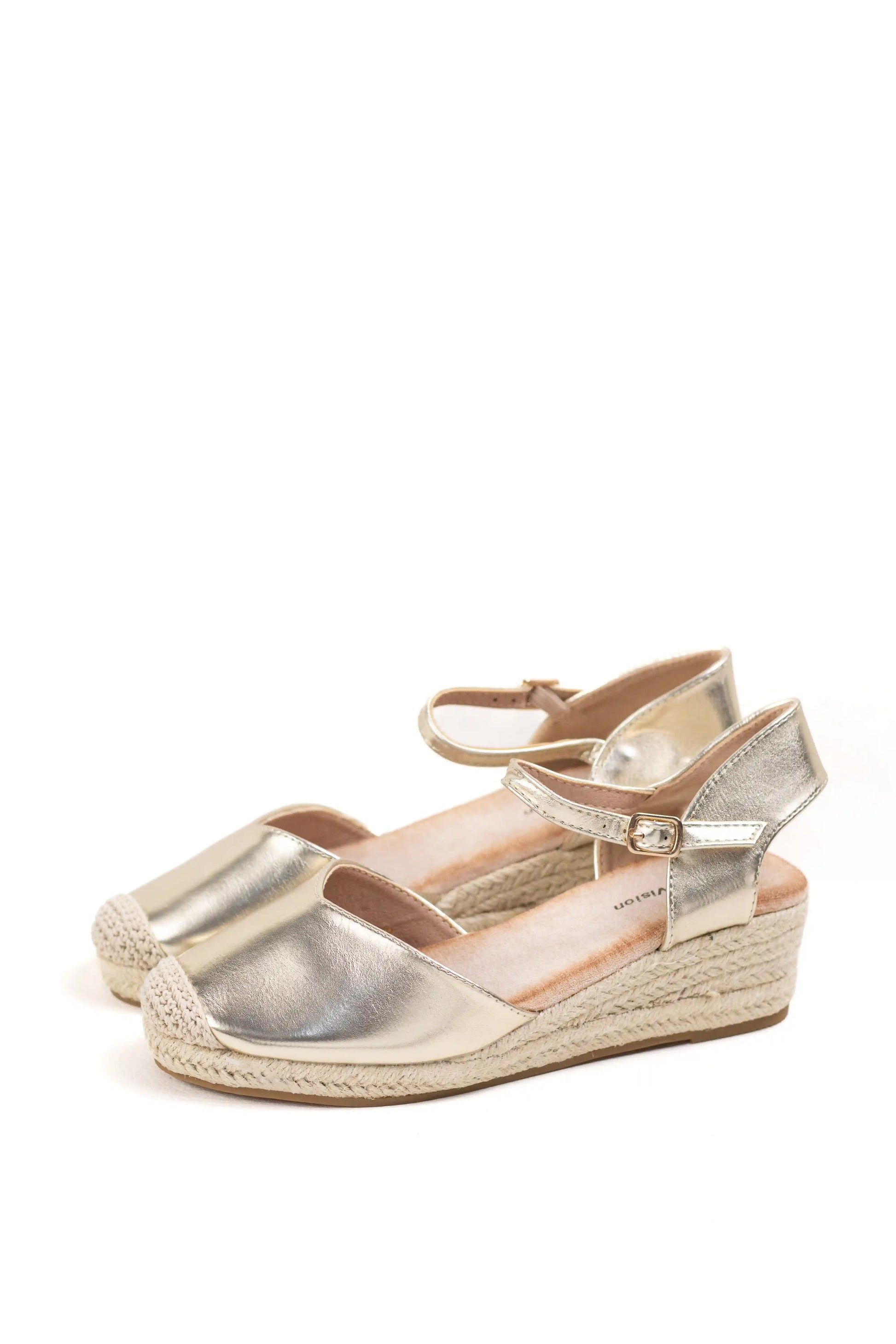 alpargatas de cuna baja con plataforma de rafia con pulsera ajustable y suela trenzada alpargatas color Doradas talla 36