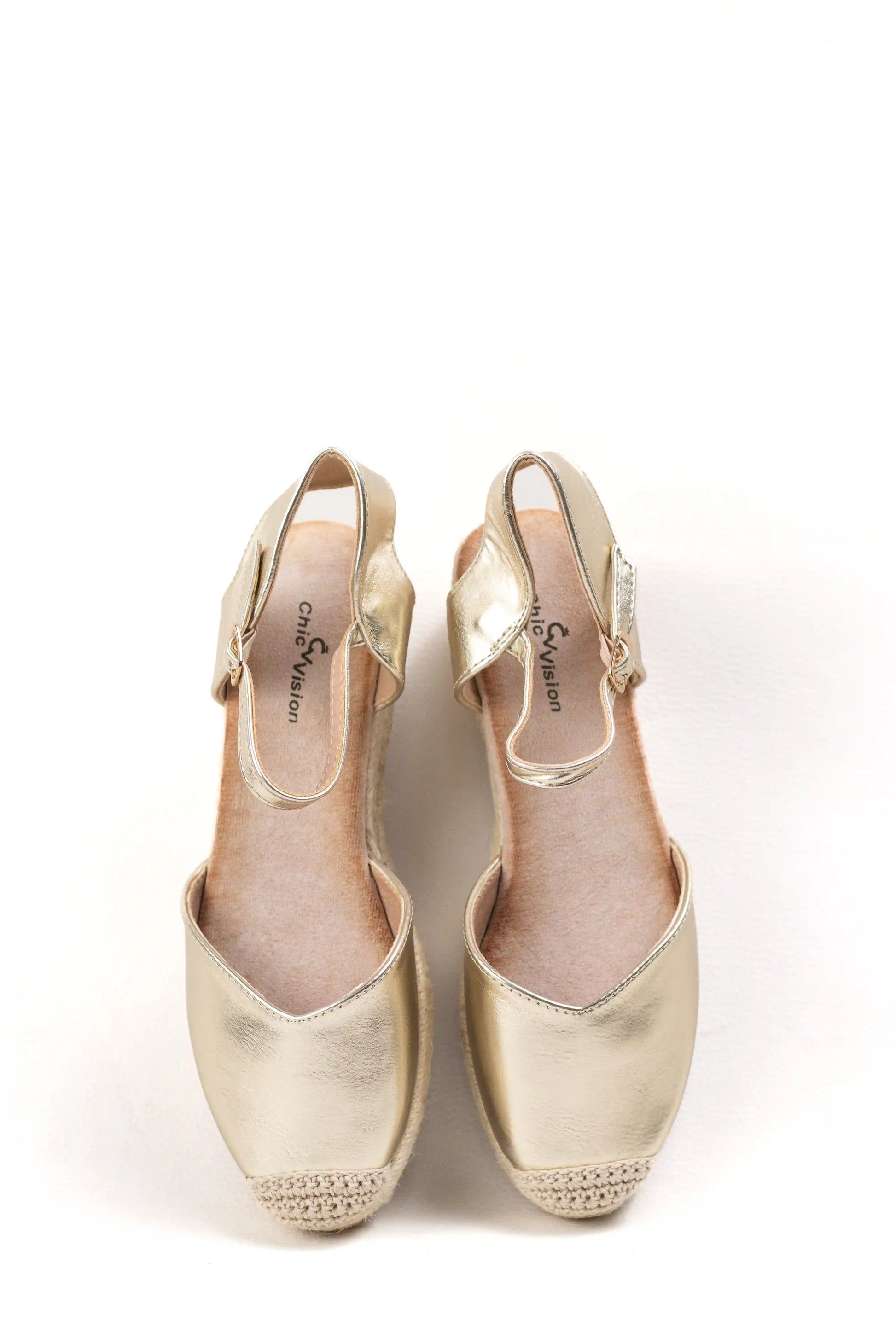alpargatas de cuna baja con plataforma de rafia con pulsera ajustable y suela trenzada alpargatas color Doradas talla 38