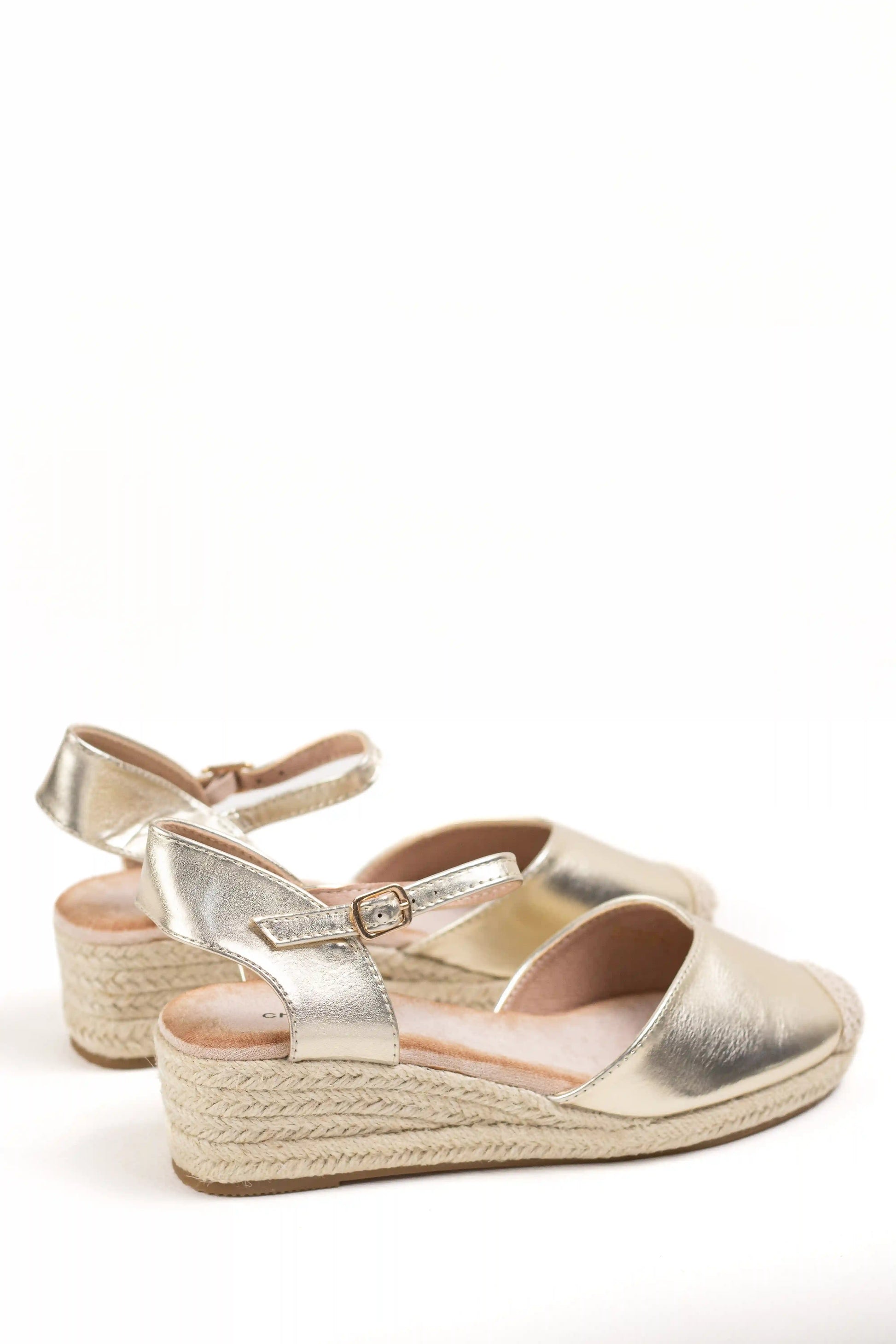 alpargatas de cuna baja con plataforma de rafia con pulsera ajustable y suela trenzada alpargatas color Doradas talla 39