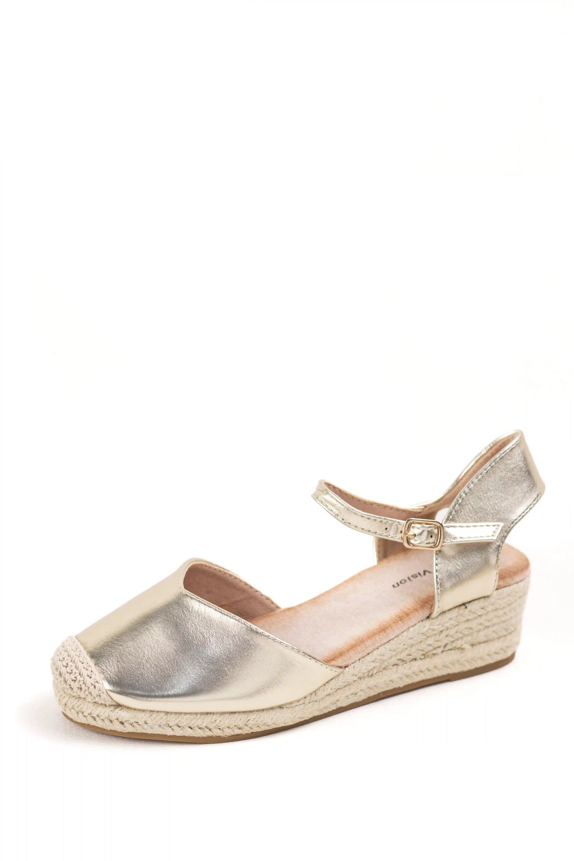 alpargatas de cuna baja con plataforma de rafia con pulsera ajustable y suela trenzada alpargatas color Doradas talla 40