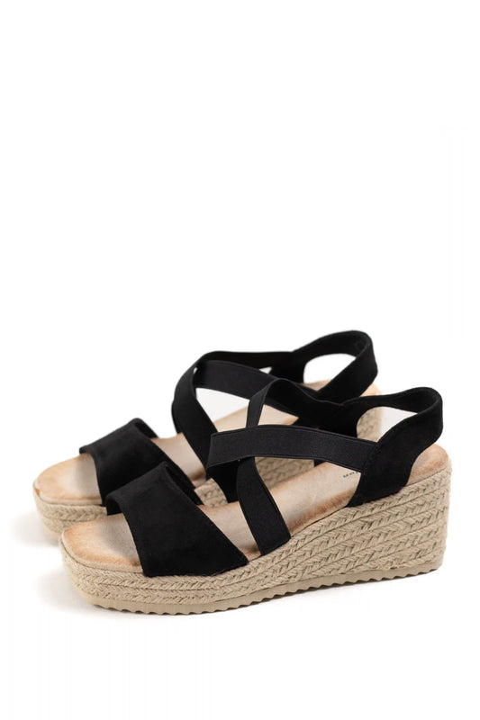 sandalias de cuna con tiras elasticas y plataforma de yute color Verde talla 39