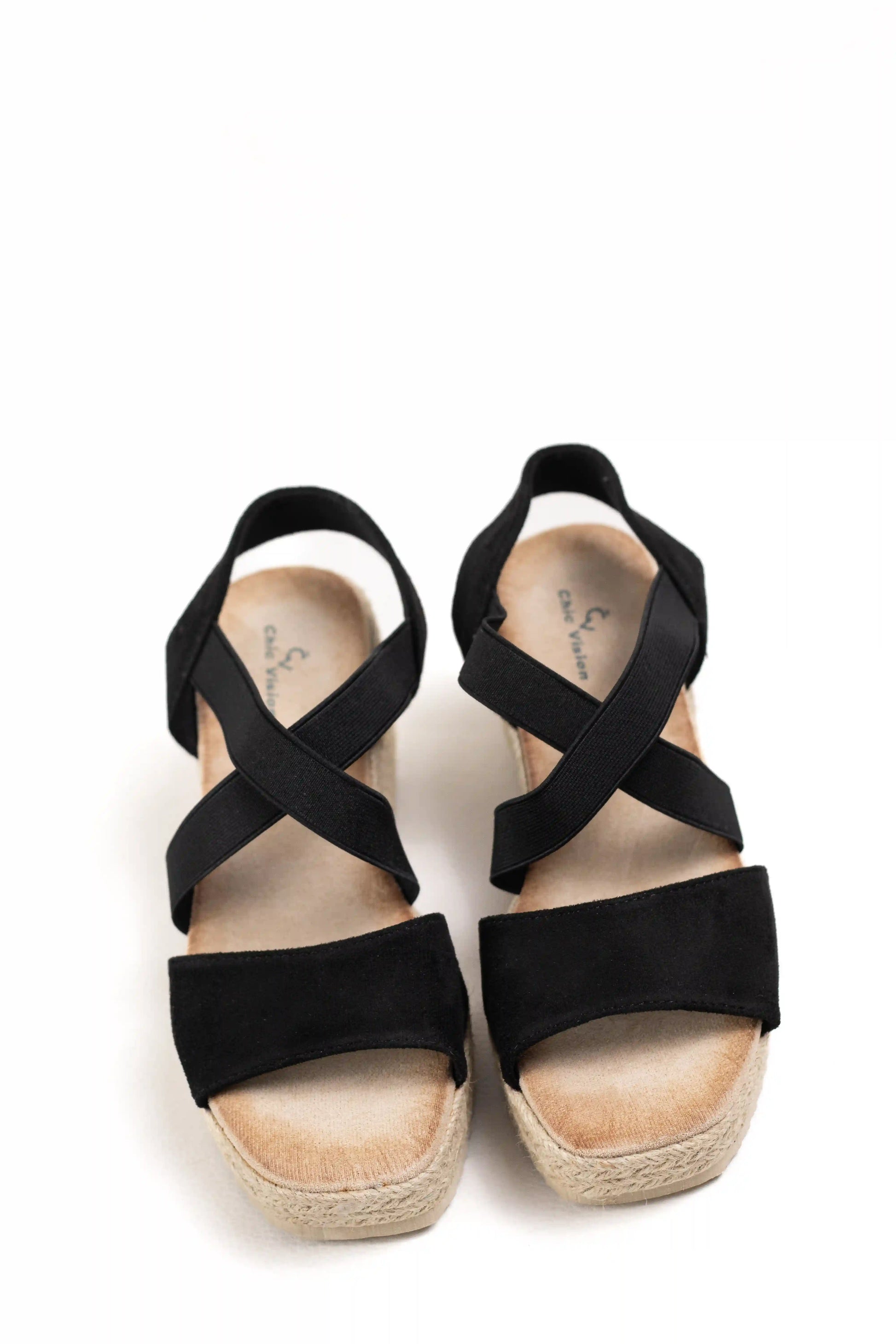 sandalias de cuna con tiras elasticas y plataforma de yute color Verde talla 41
