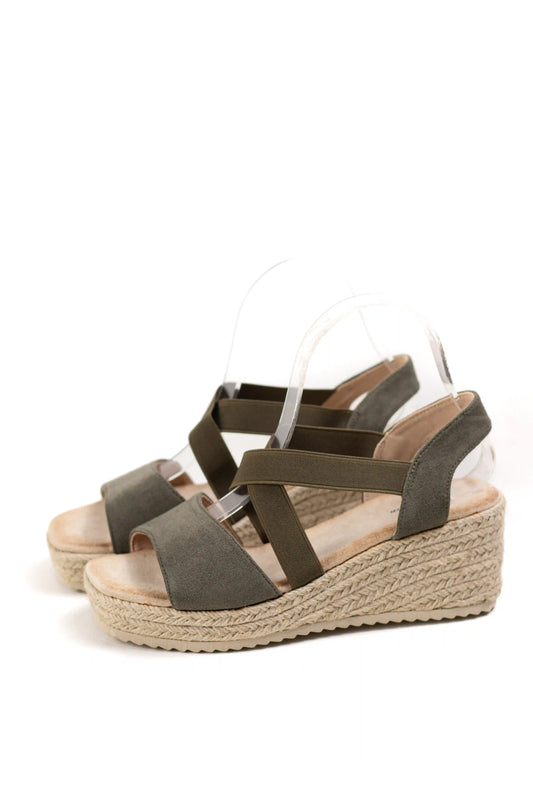sandalias de cuna con tiras elasticas y plataforma de yute color Negro talla 38