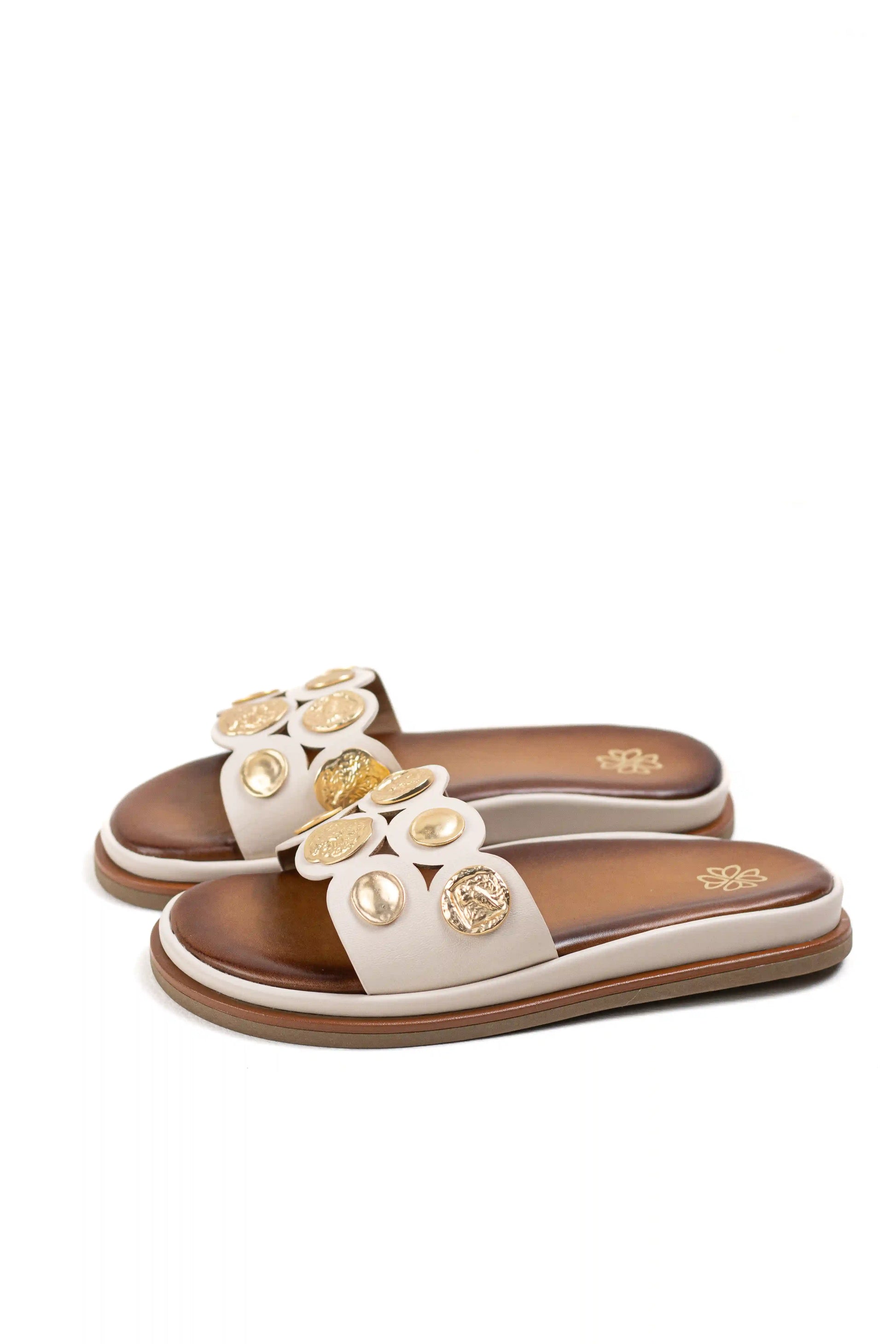 sandalias planas con detalles dorados y diseno elegante color Negro talla 41