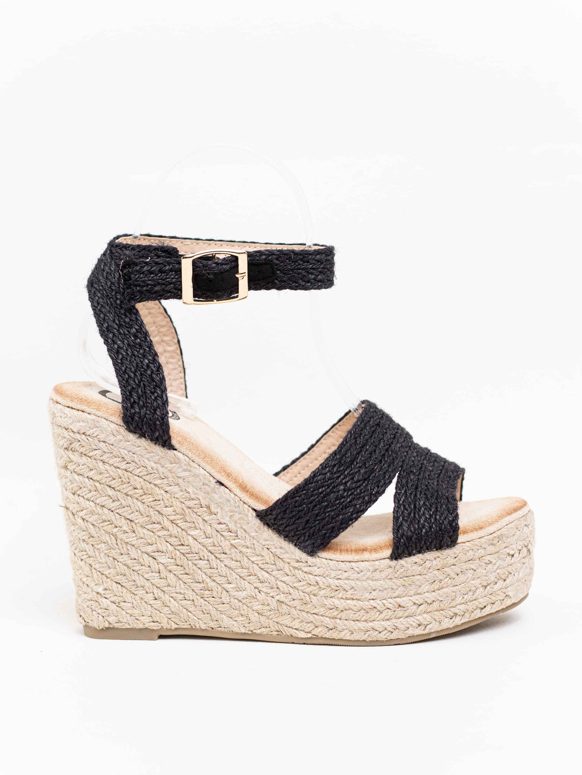 sandalias cunas altas espartos natural Negro 37