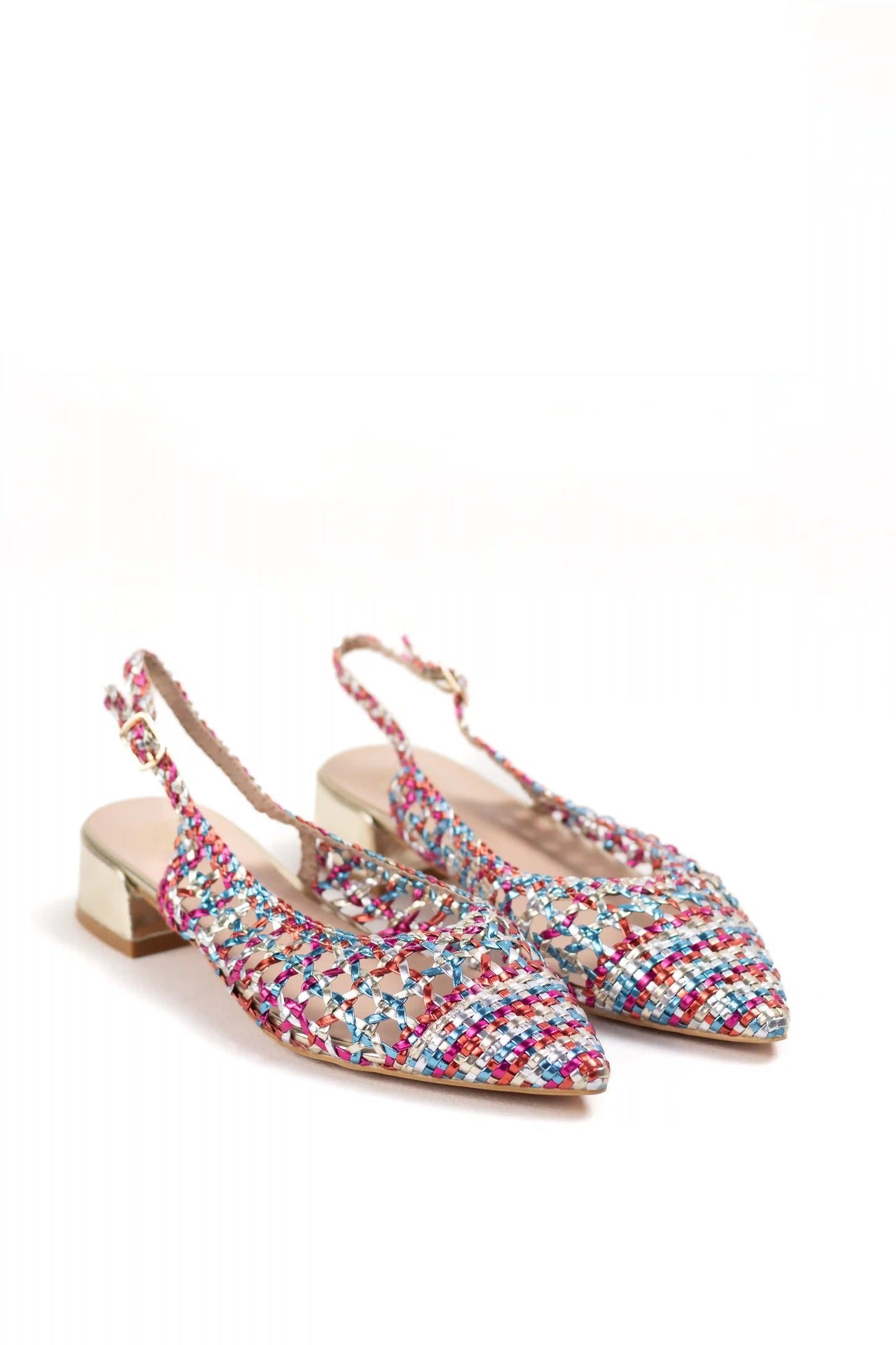 zapatos destalonados con tejido trenzado y tacon metalizado zapatos color Multicolor talla 36