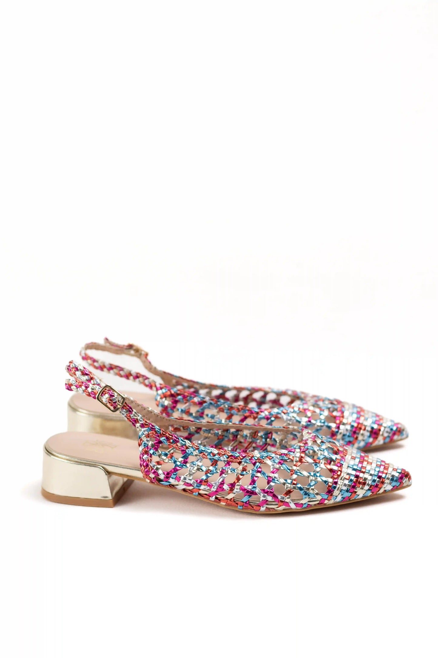 zapatos destalonados con tejido trenzado y tacon metalizado zapatos color Multicolor talla 38