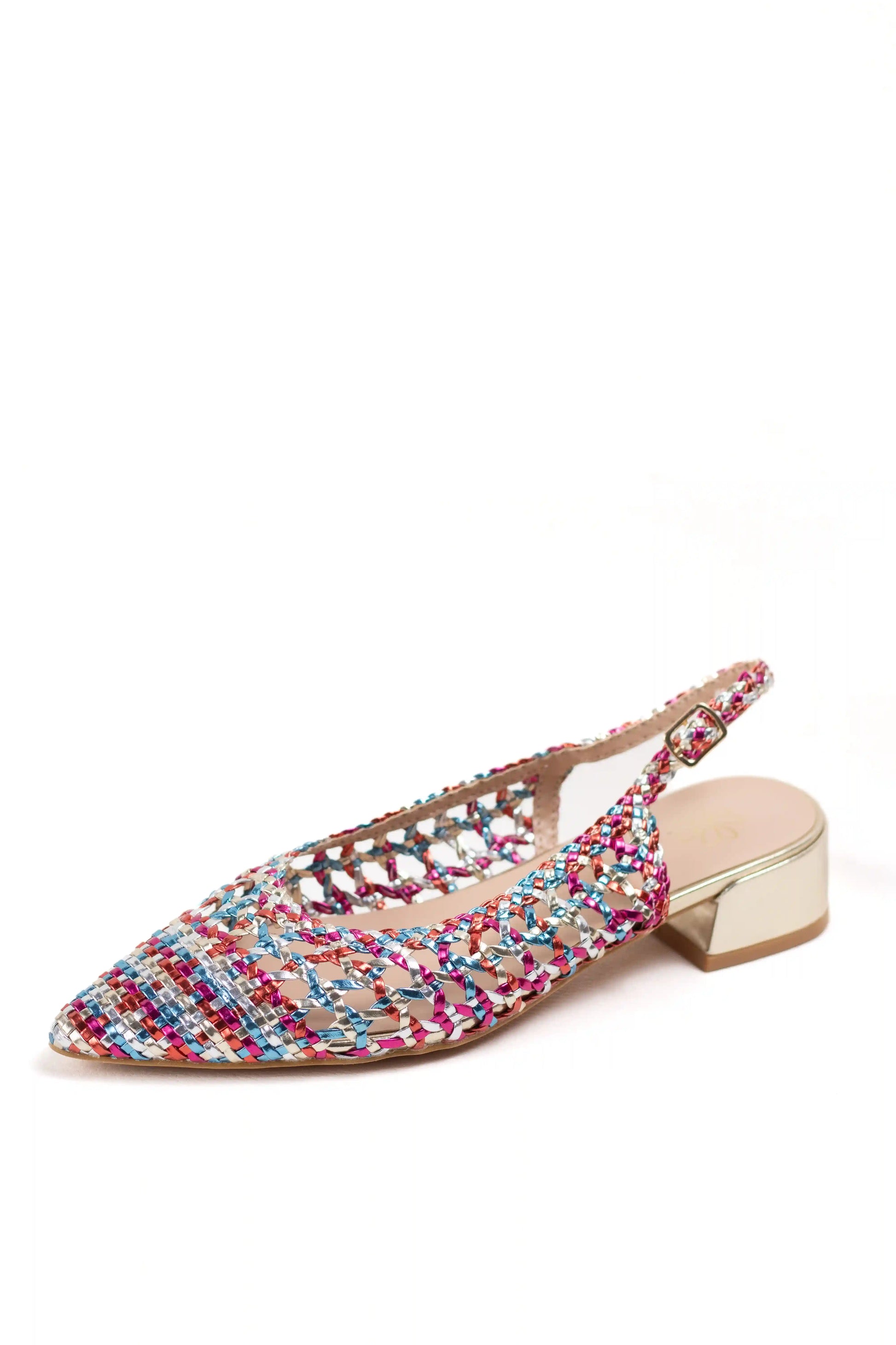 zapatos destalonados con tejido trenzado y tacon metalizado zapatos color Multicolor talla 39