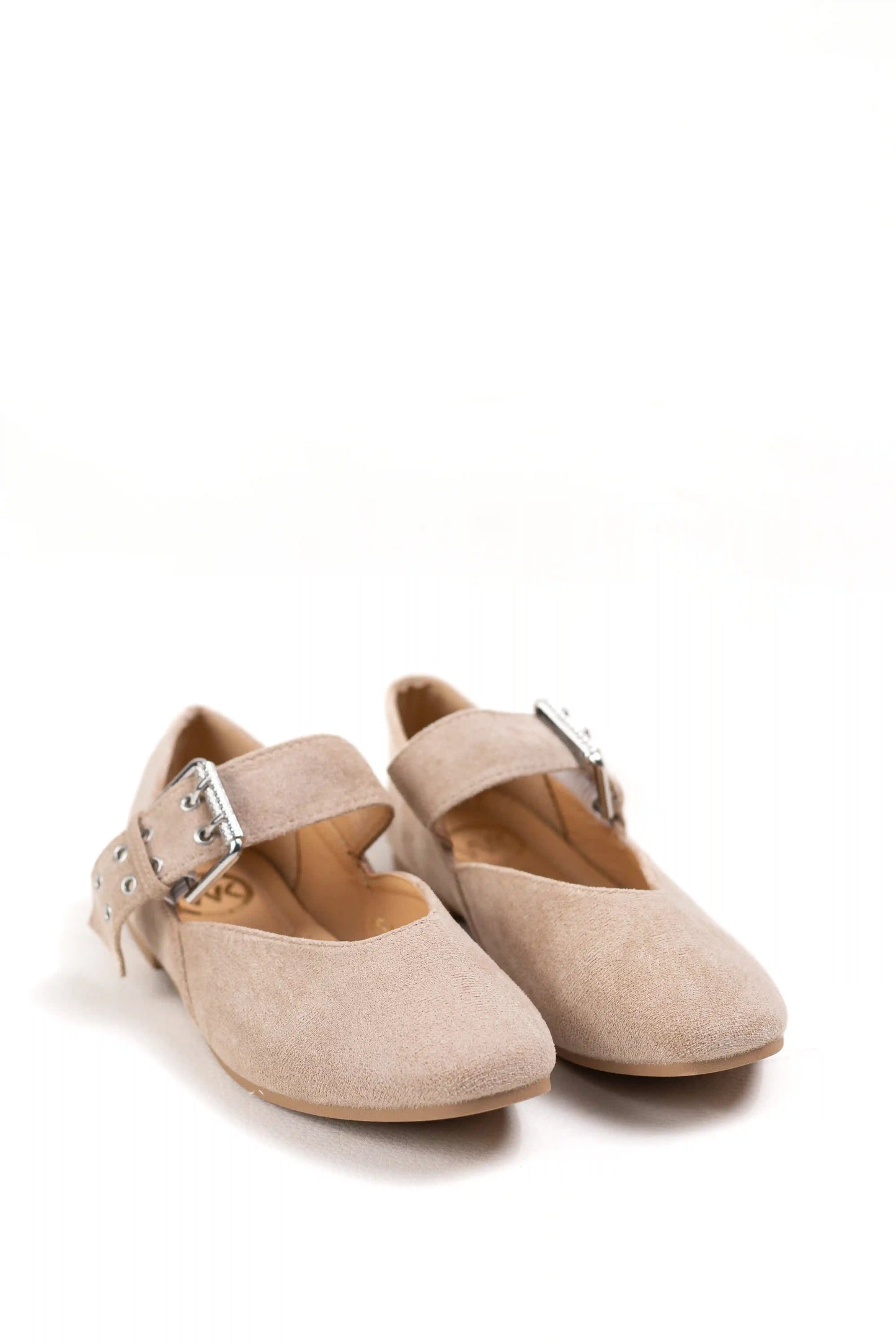 bailarina de ante sintetico con hebilla ajustable y punta redondeada color Kaki talla 37