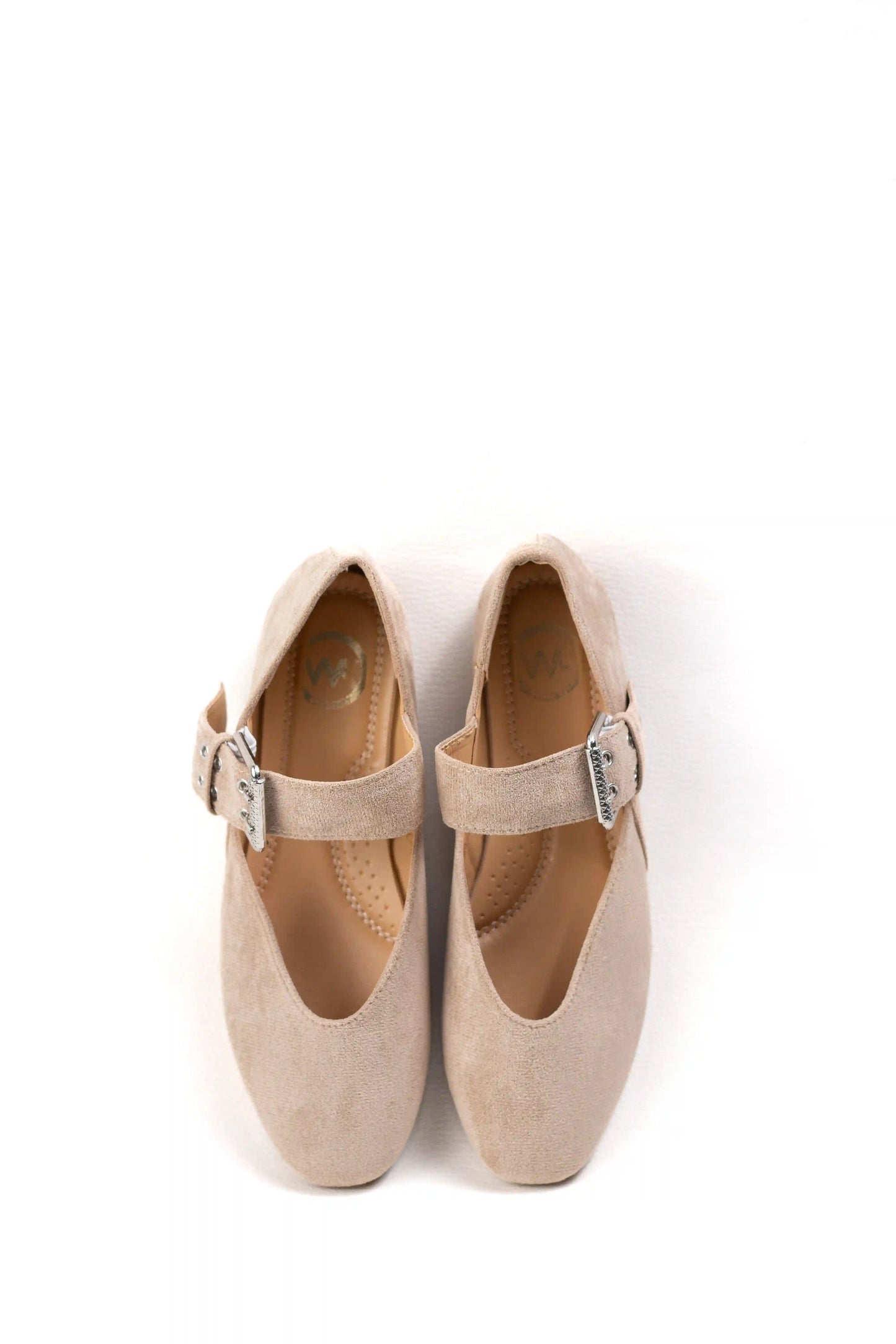 bailarina de ante sintetico con hebilla ajustable y punta redondeada color Kaki talla 38