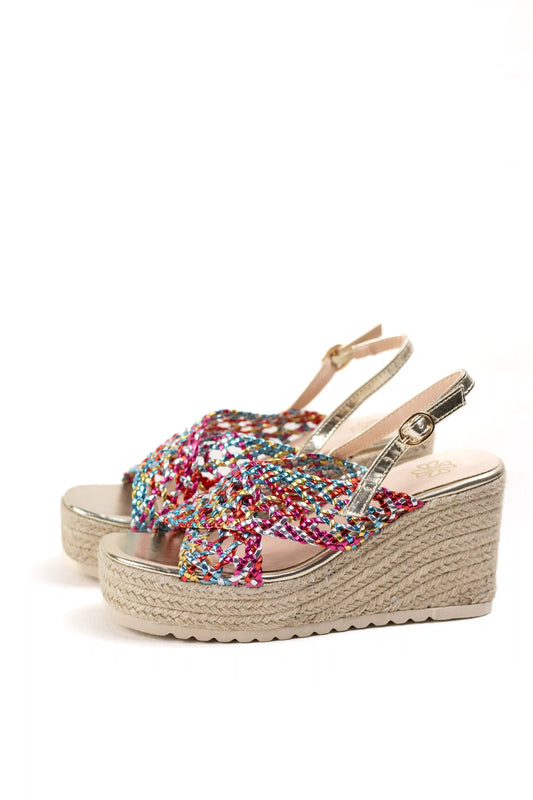 sandalias cunas espartos plataforma tiras trenzadas acabado metalizado color Color talla 40