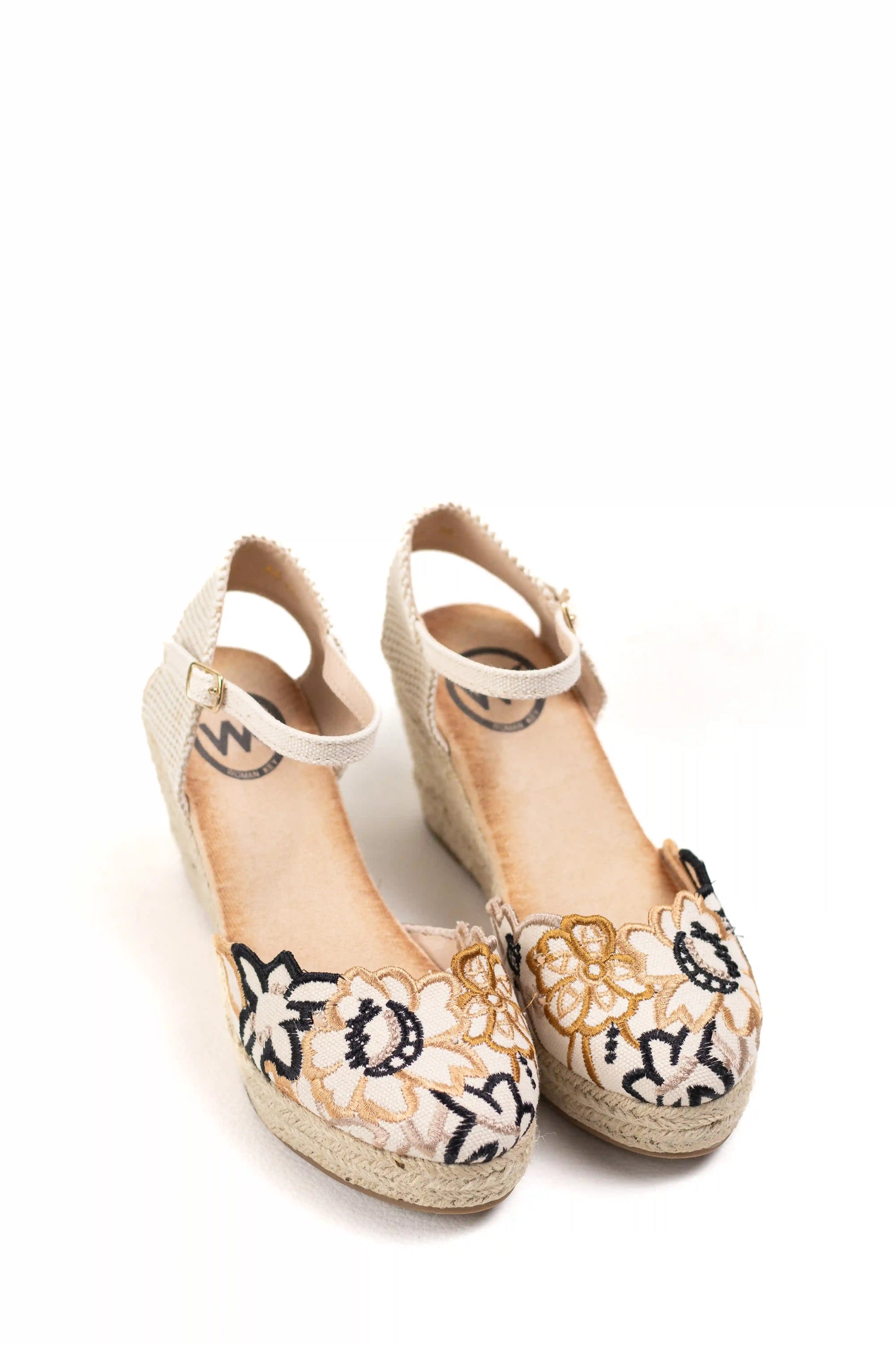 alpargatas cuna plataforma con bordado floral y plantilla acolchada color Negro talla 37
