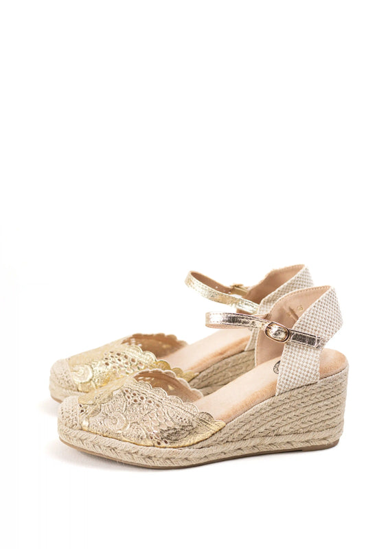 alpargatas cunas de esparto plataforma con encaje y pulsera ajustable color Beige talla 41