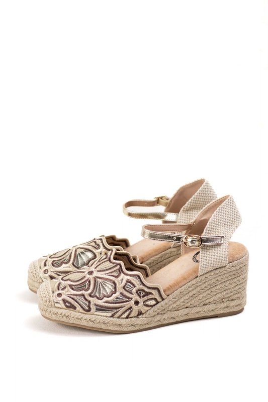 alpargatas cuna plataforma con bordado artesanal y plantilla acolchada color Blanco talla 40