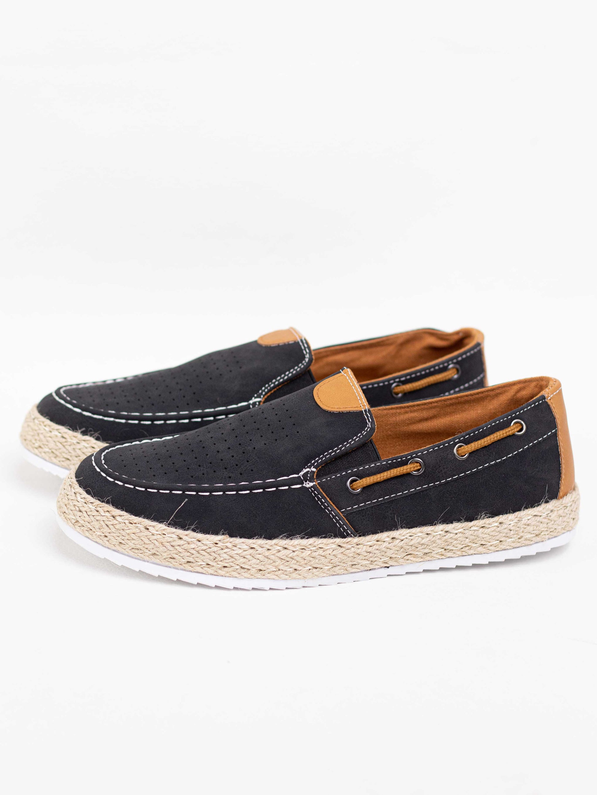 nauticos para hombre con suela de espartos estilo casual Negro 40