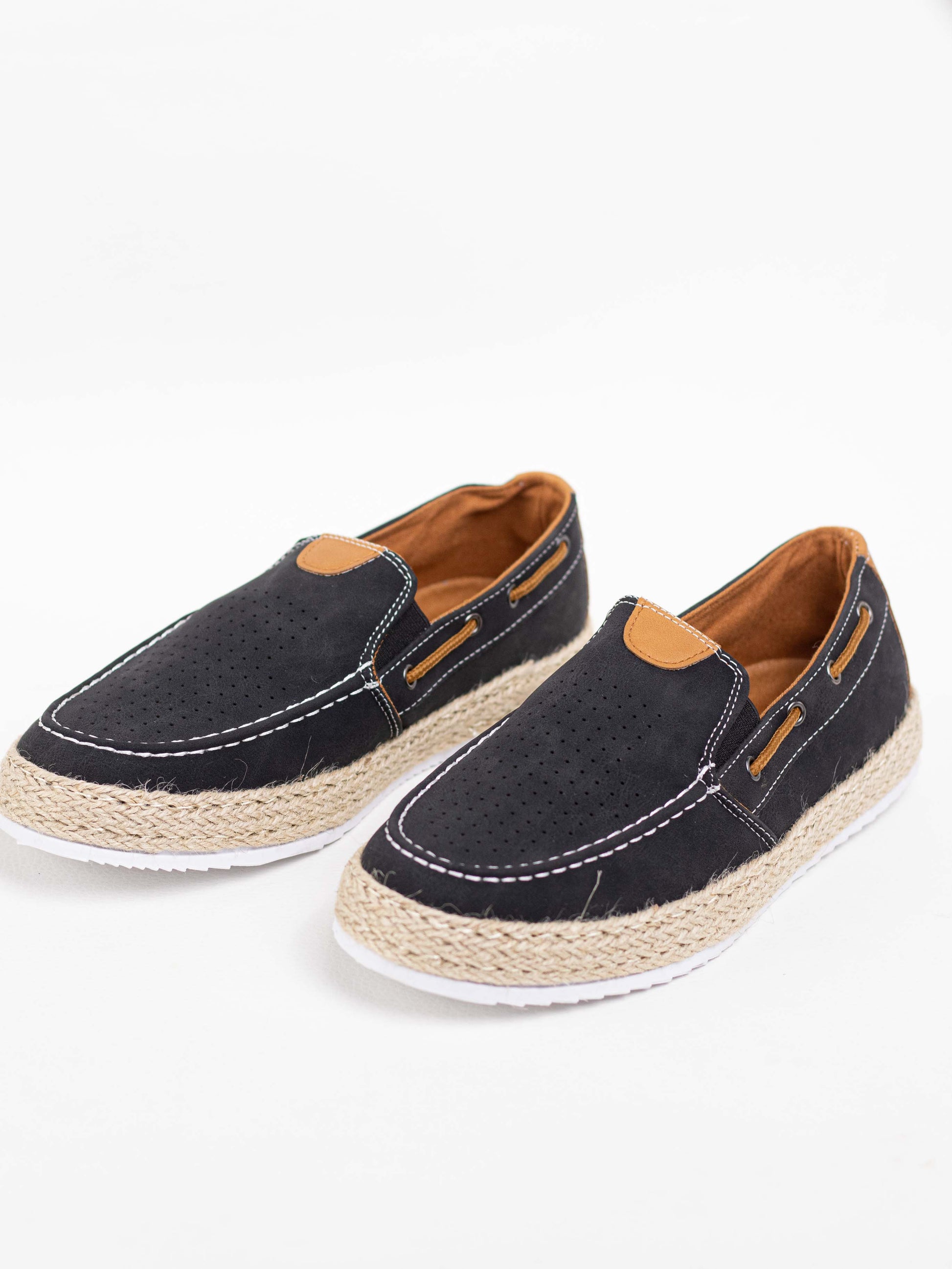 nauticos para hombre con suela de espartos estilo casual Negro 44