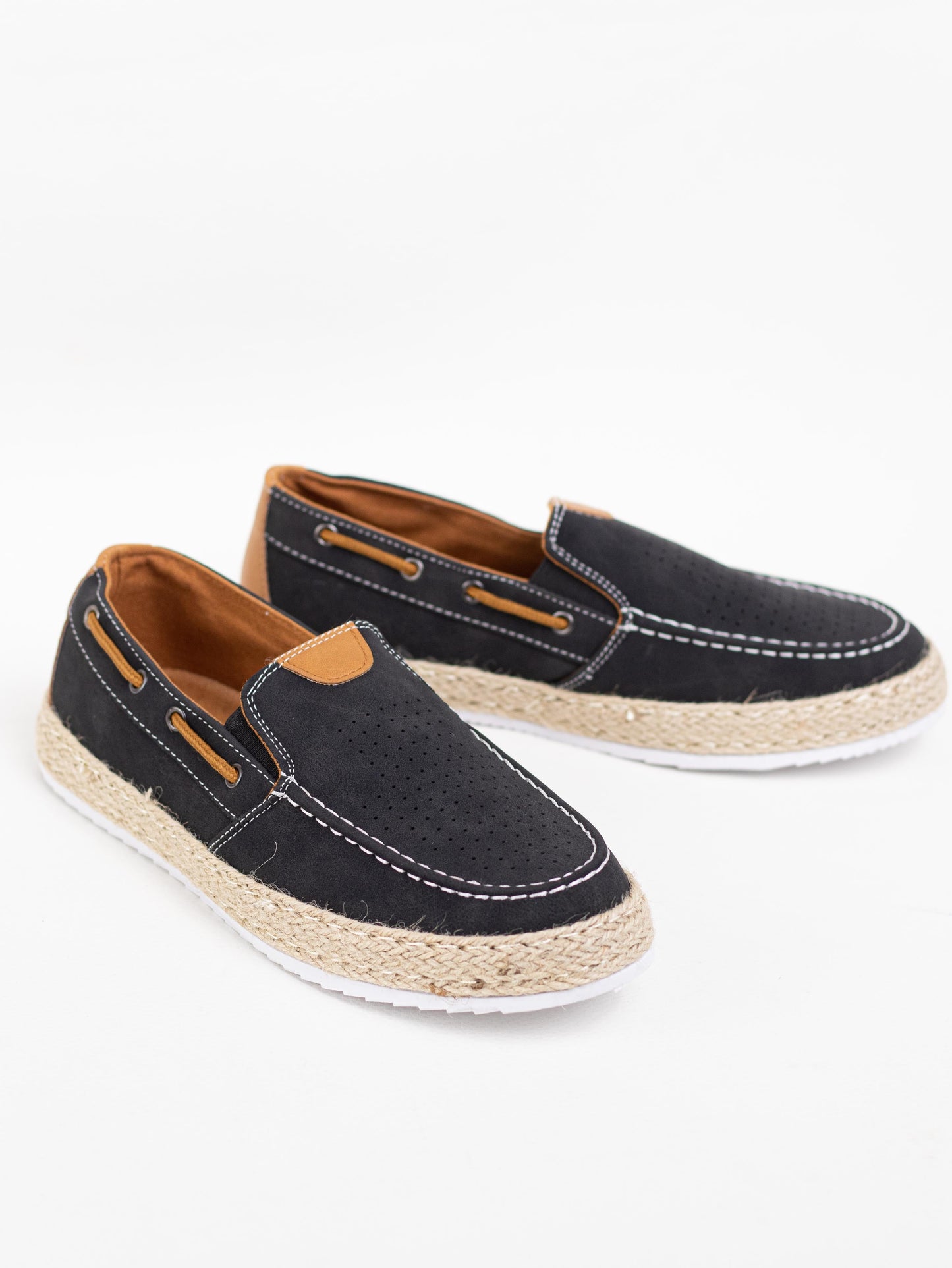 nauticos para hombre con suela de espartos estilo casual Negro 42