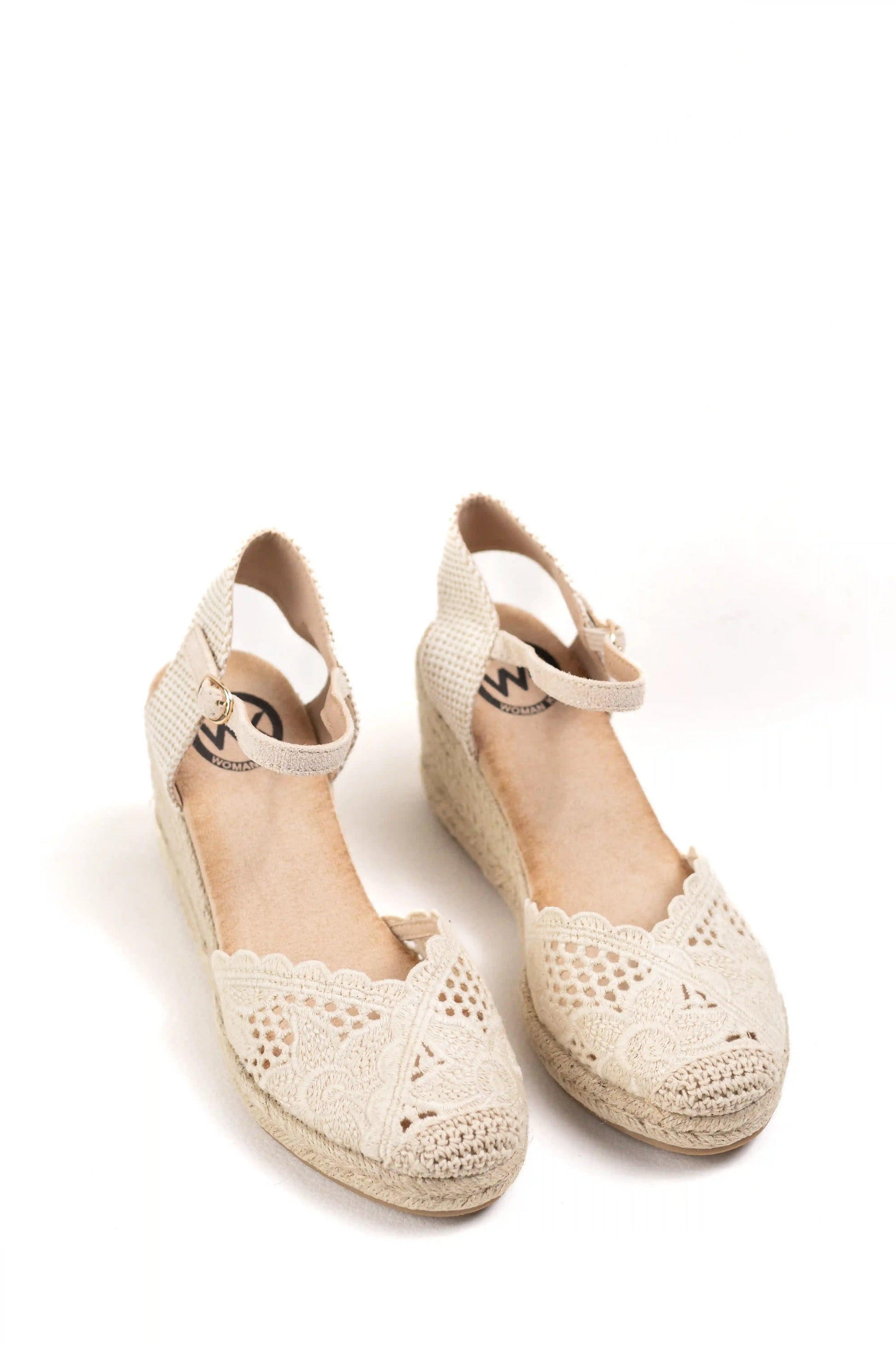 alpargatas cunas de esparto plataforma con encaje y pulsera ajustable color Beige talla 37