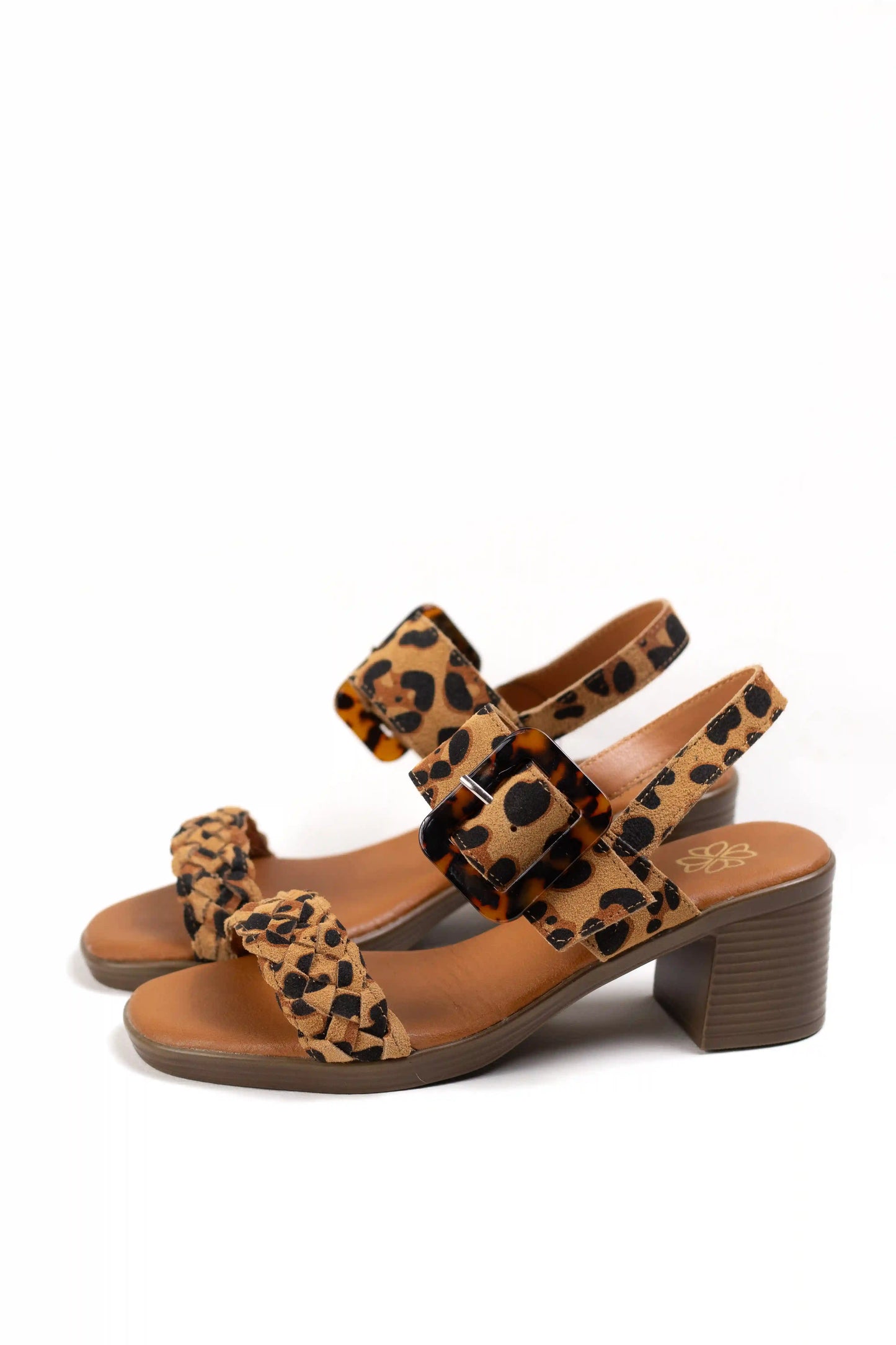 sandalias de tacon medio en cuero con detalle trenzado y hebilla ajustable estilo casual elegante color Beige talla 40