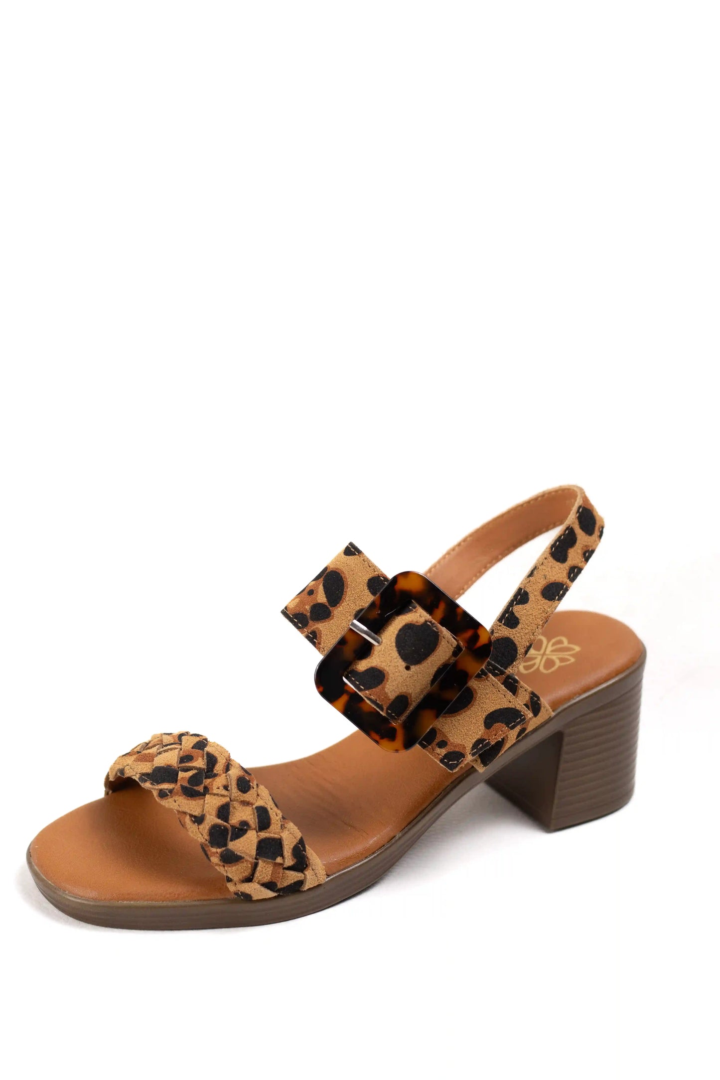 sandalias de tacon medio en cuero con detalle trenzado y hebilla ajustable estilo casual elegante color Negro talla 38