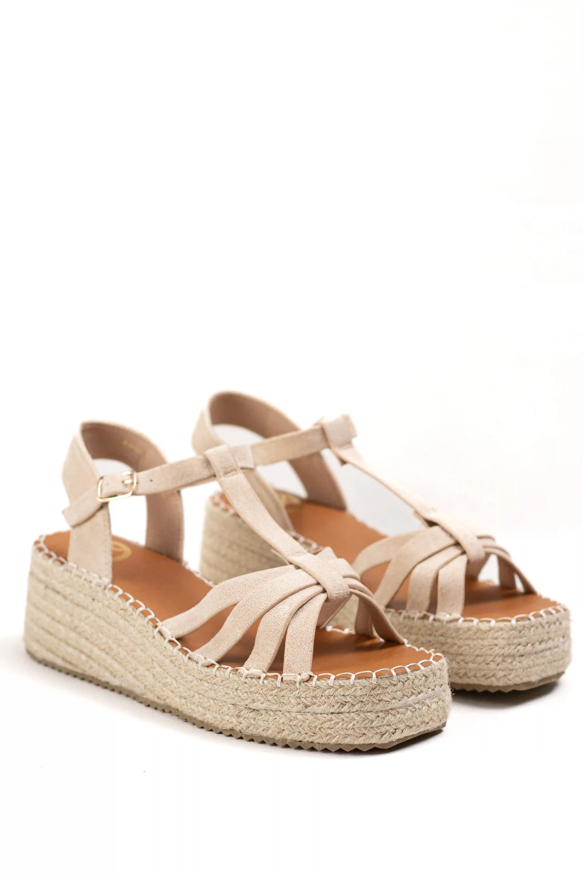 sandalias de plataforma con cuna de esparto y tiras cruzadas comodidad y estilo para verano color Beige talla 38