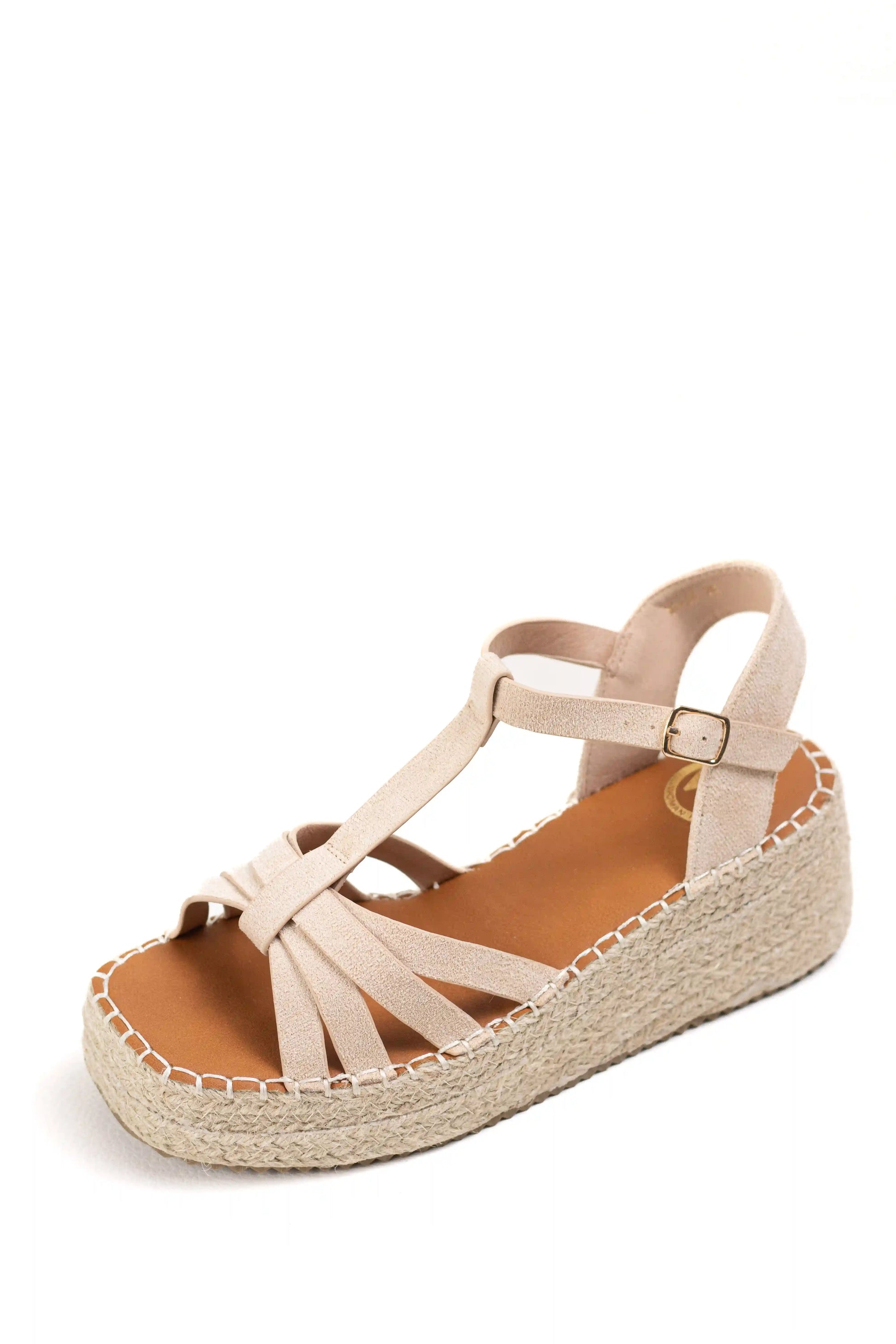 sandalias de plataforma con cuna de esparto y tiras cruzadas comodidad y estilo para verano color Beige talla 40