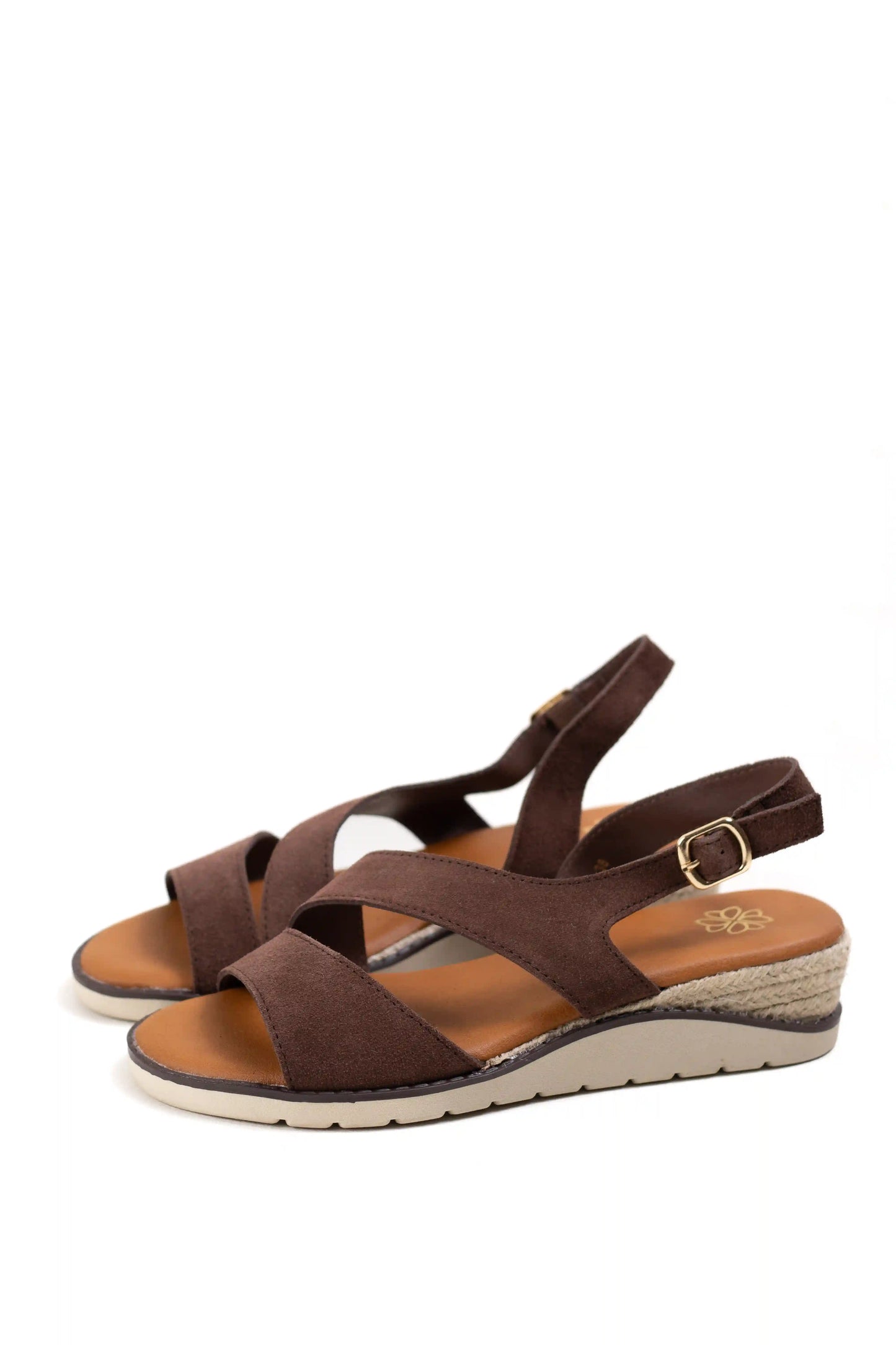 sandalias de piel con cuna y tiras cruzadas suela antideslizante y hebilla ajustable color Marrón talla 39