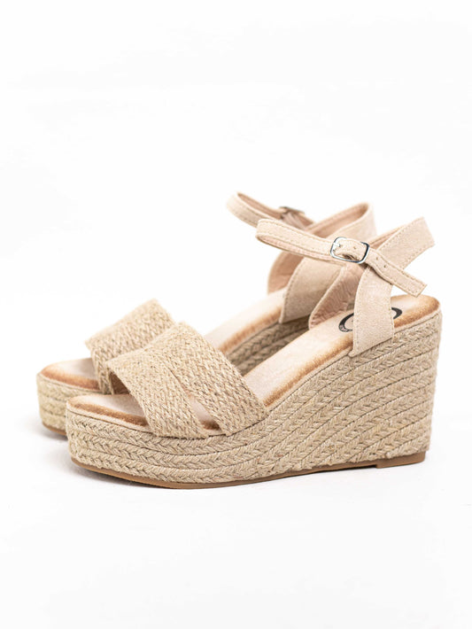 sandalias cunas altas con plataforma espartos natural Beige 36