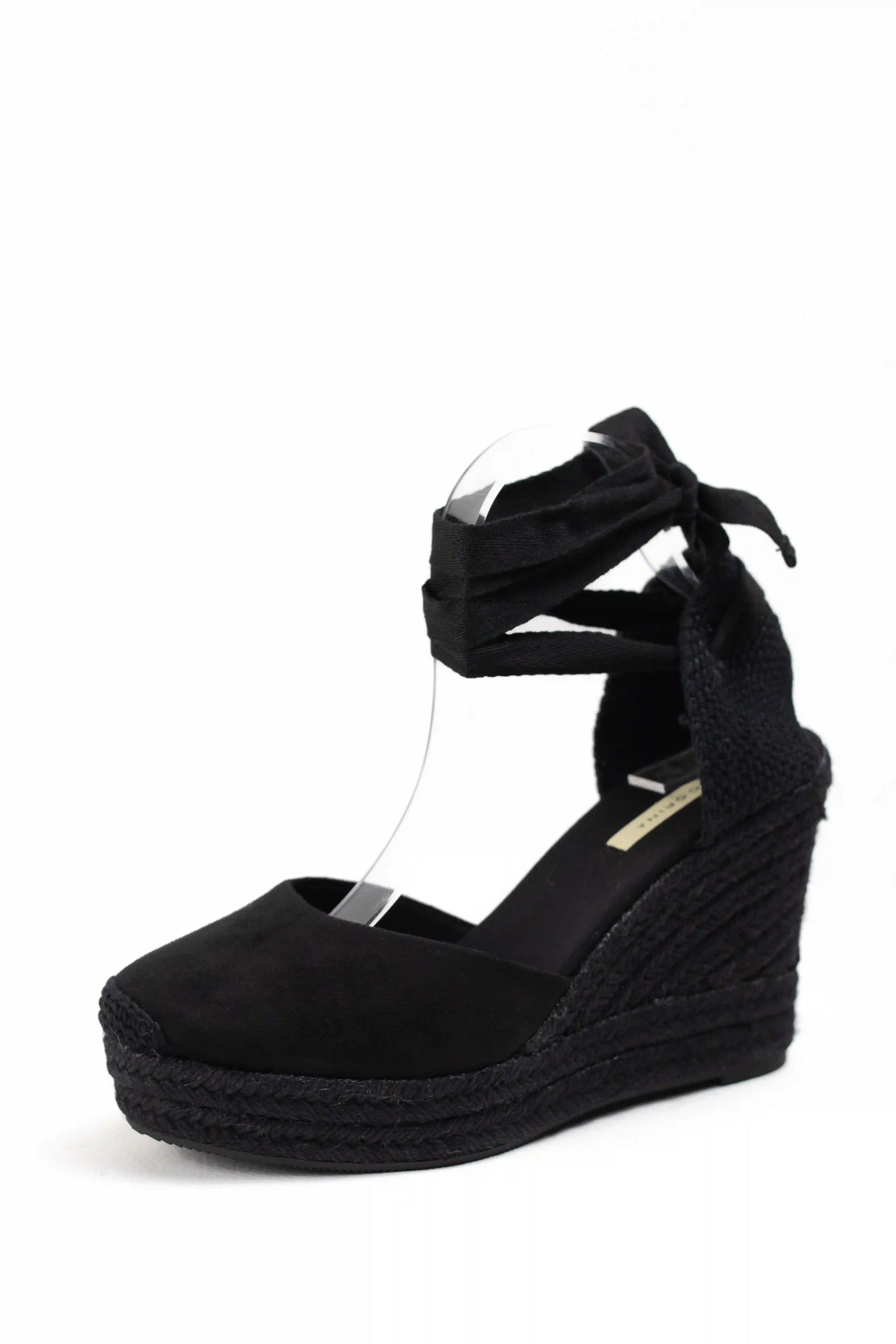 alpargatas de cuna de espartos con plataforma con cintas estilo femenino y elegante corina color Negro talla 40