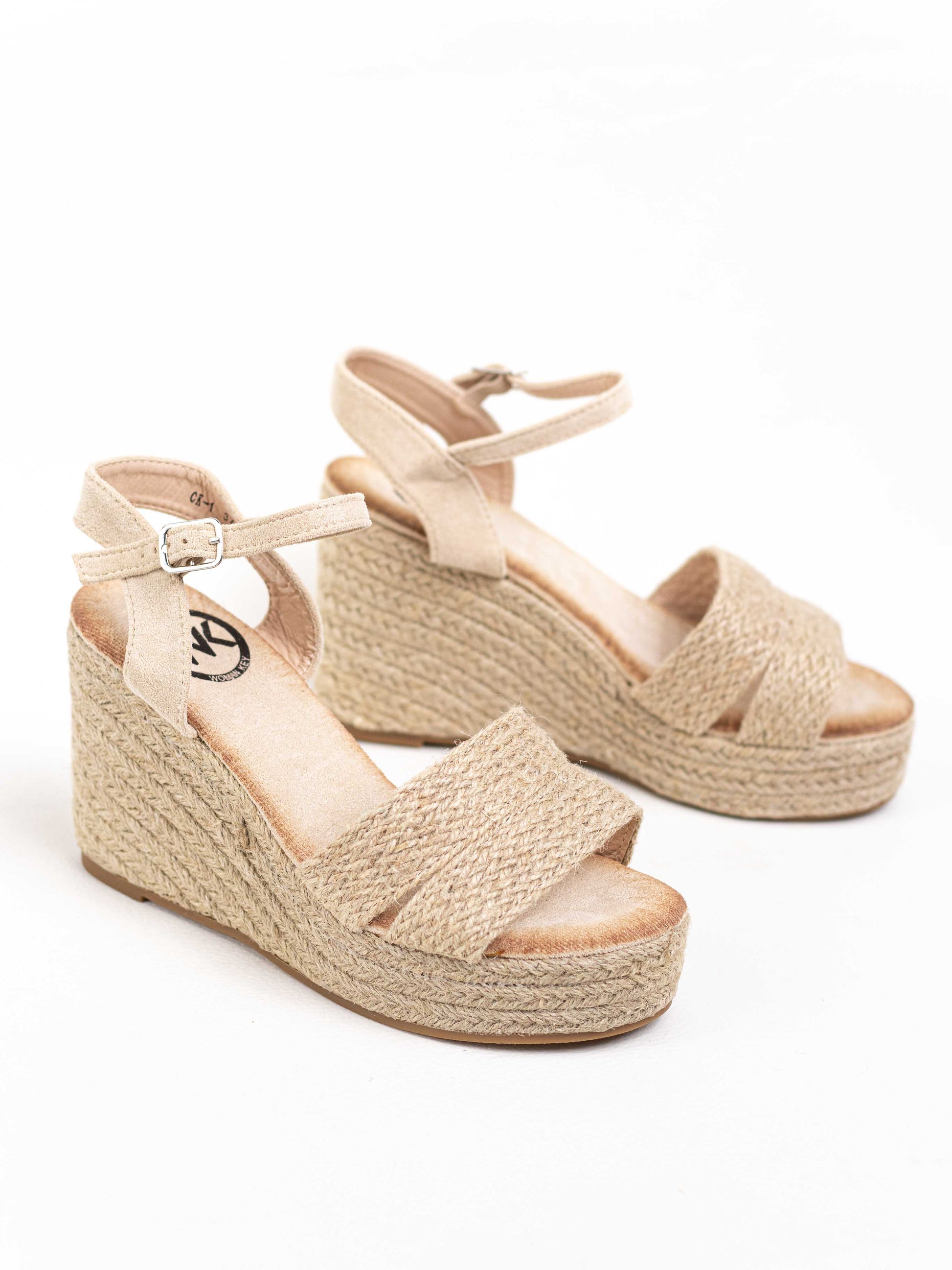 sandalias cunas altas con plataforma espartos natural Beige 38