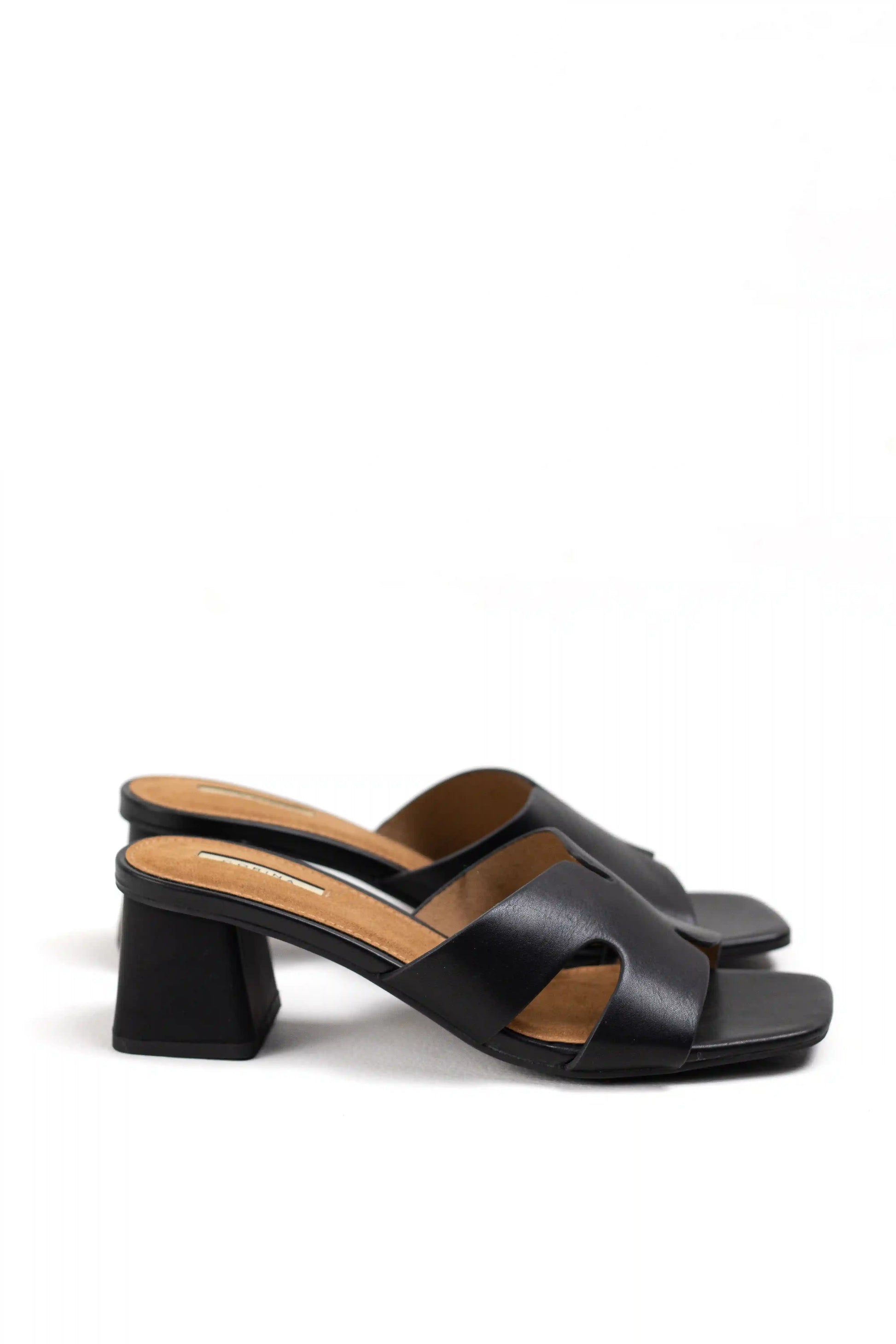sandalias mule de tacon bajo cuadrado comodidad y estilo minimalista color Negro talla 38
