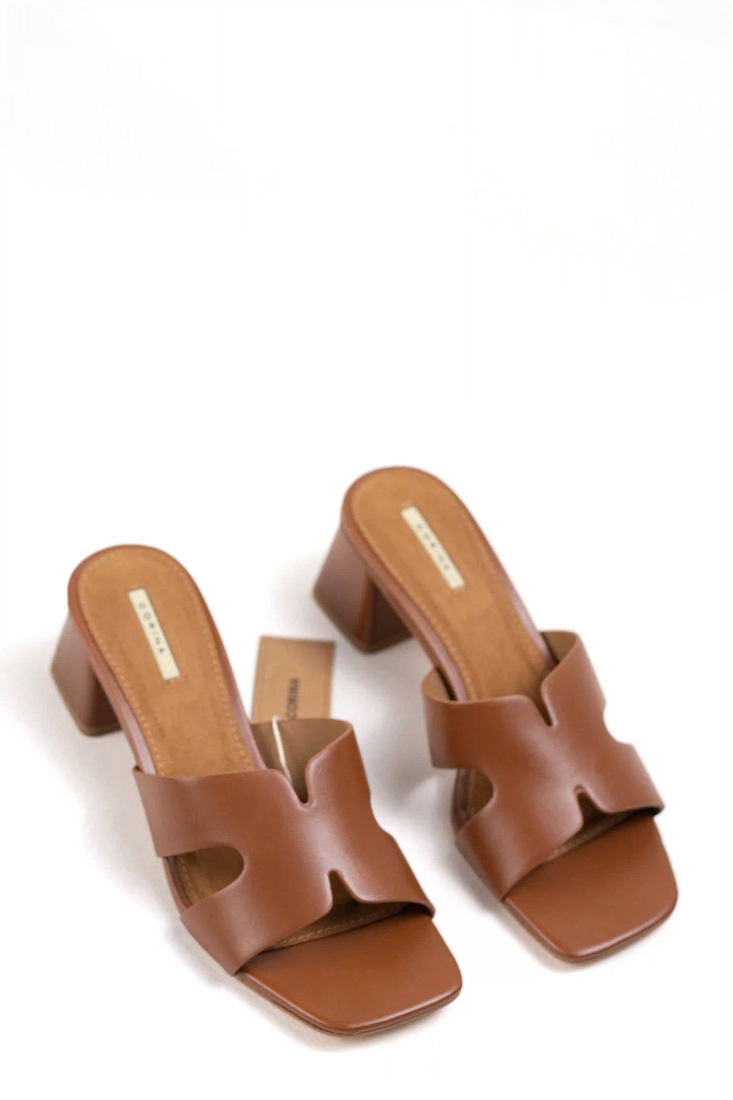 sandalias mule de tacon bajo cuadrado comodidad y estilo minimalista color Cuero talla 36
