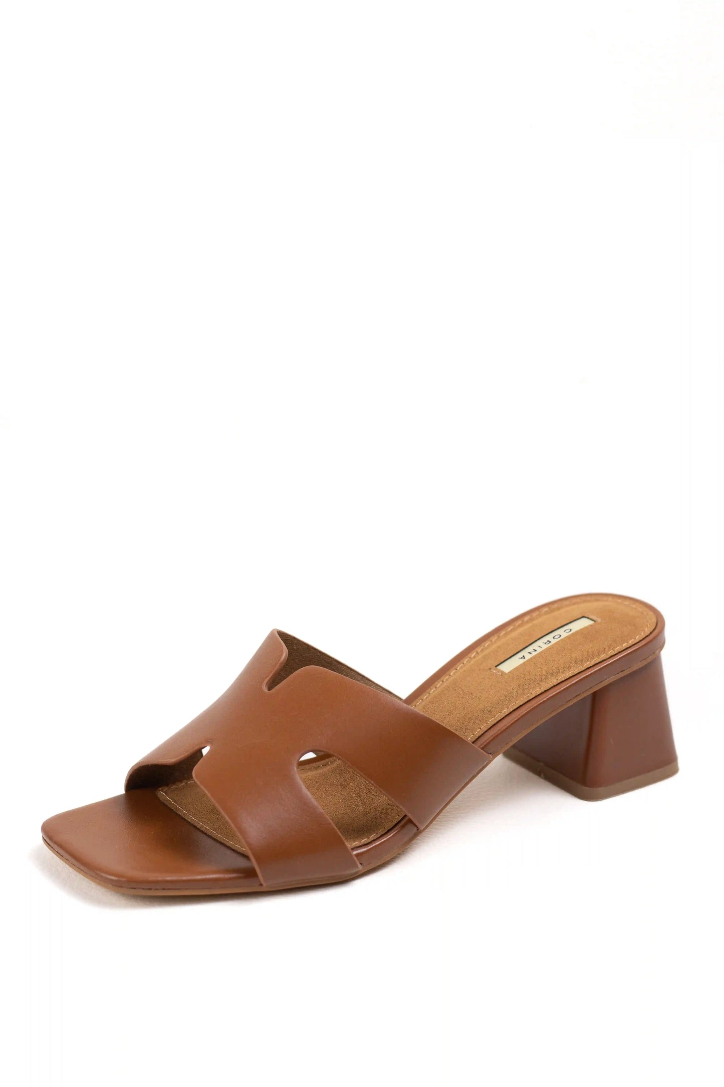 sandalias mule de tacon bajo cuadrado comodidad y estilo minimalista color Cuero talla 38