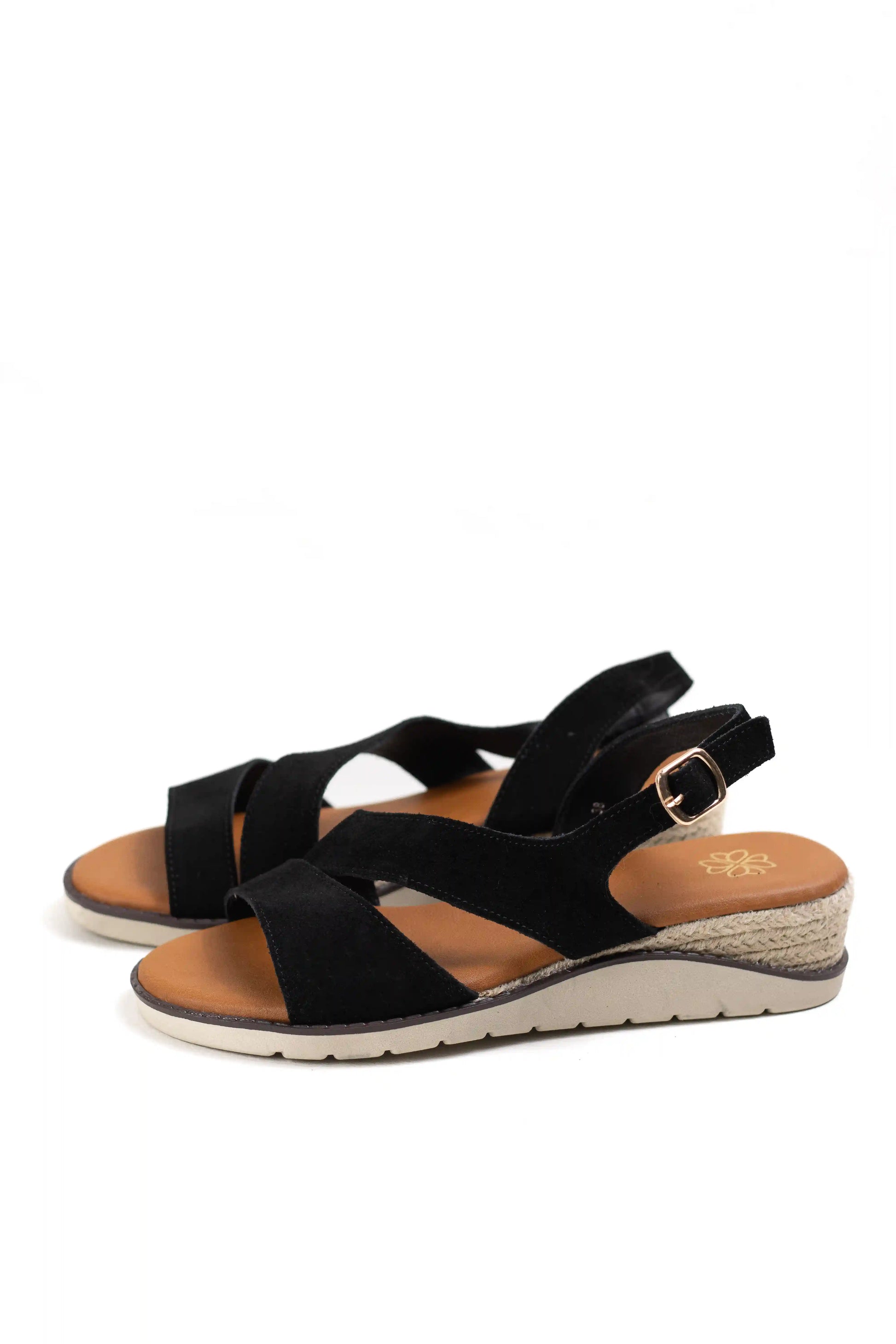 sandalias de piel con cuna y tiras cruzadas suela antideslizante y hebilla ajustable color Kaki talla 40