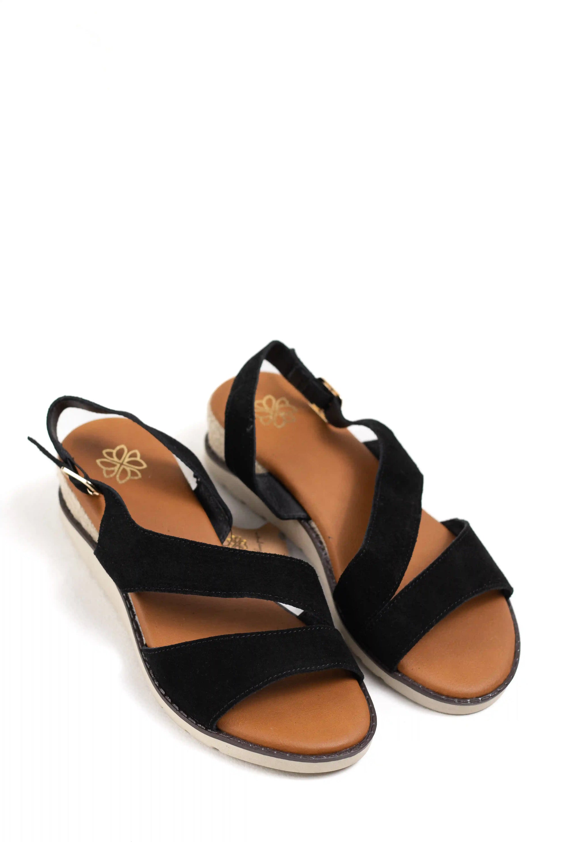sandalias de piel con cuna y tiras cruzadas suela antideslizante y hebilla ajustable color Marrón talla 36