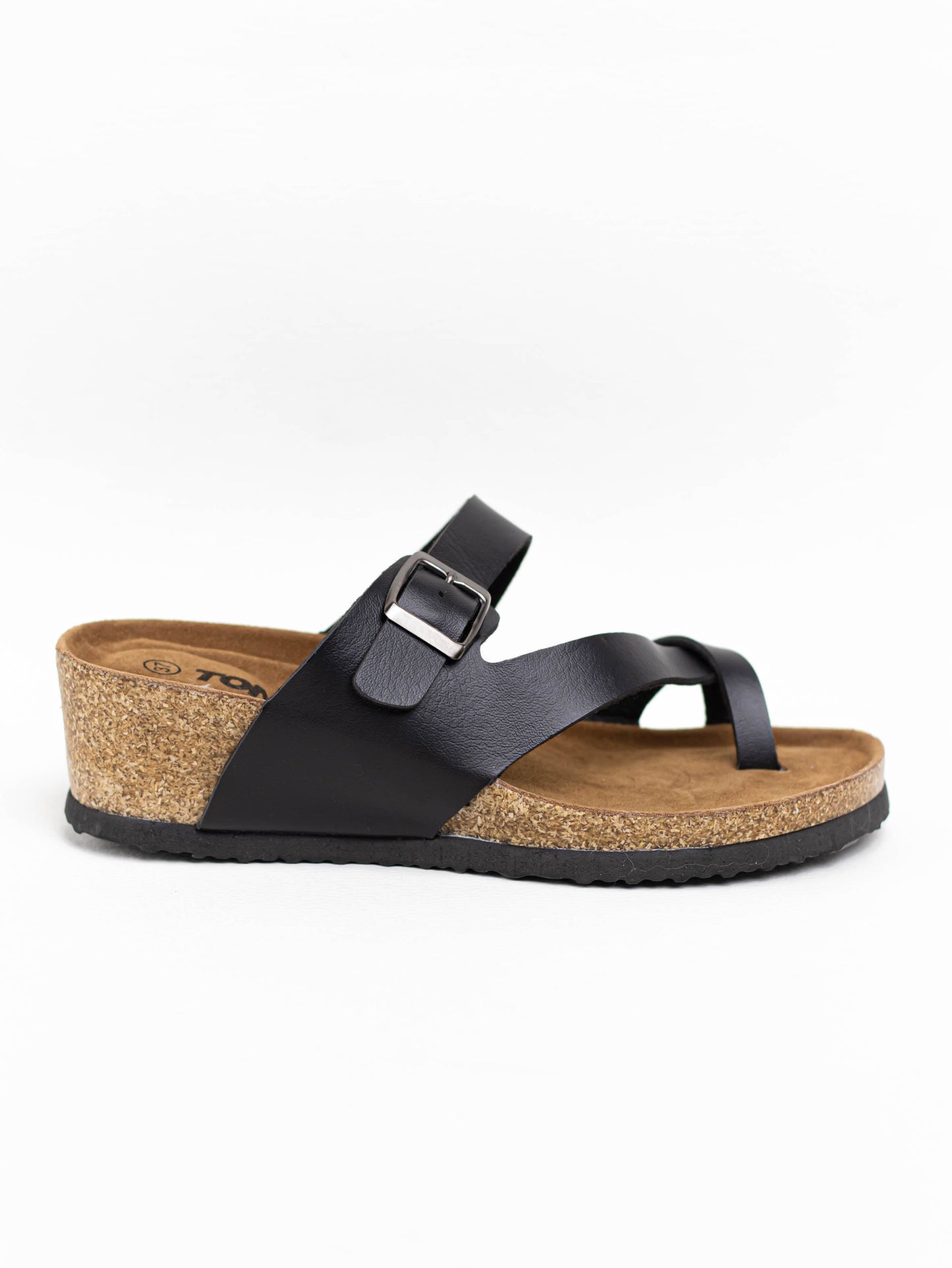 sandalias dedo con cuna suela corcho Negro 41