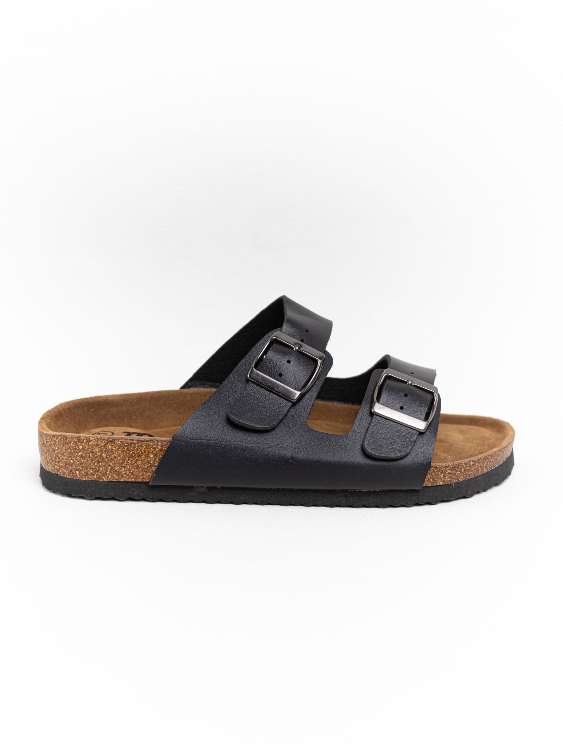 sandalias doble hebilla piel vegana suela corcho Negro 41